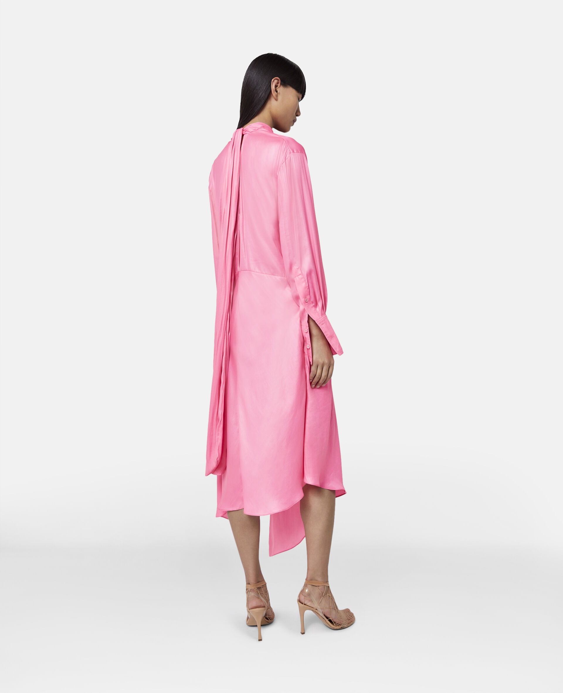 Asymmetric Hem High Neck Dress - 3