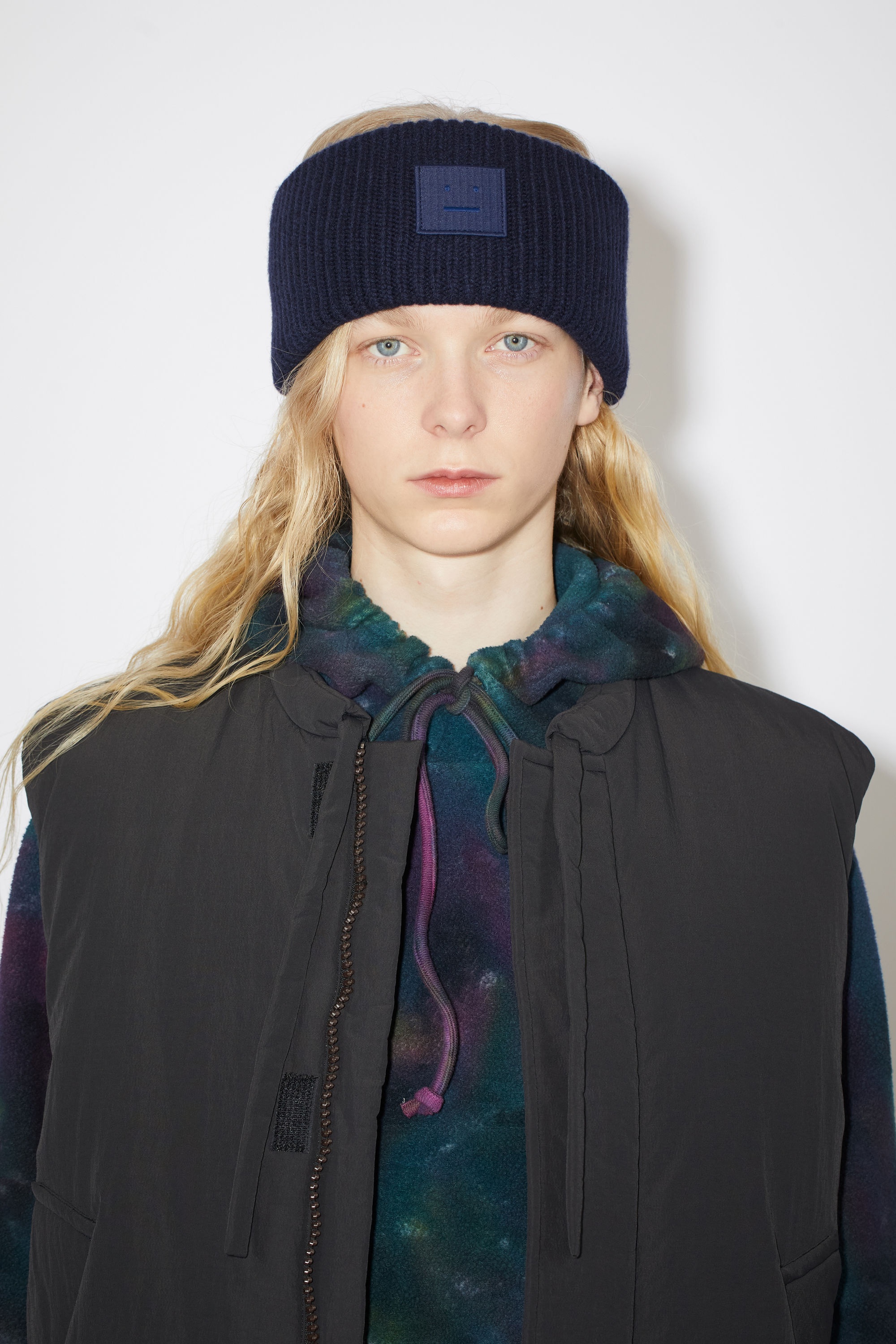 Ribbed knit headband - Navy - 3