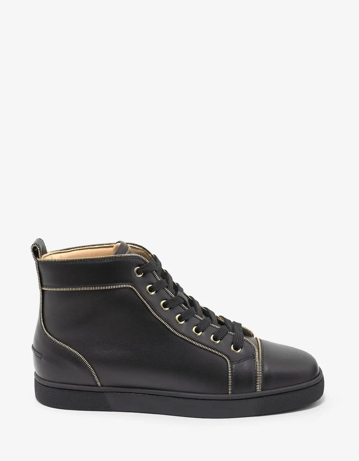 Christian Louboutin Louis Z Flat Black Leather High Top Trainers - 2