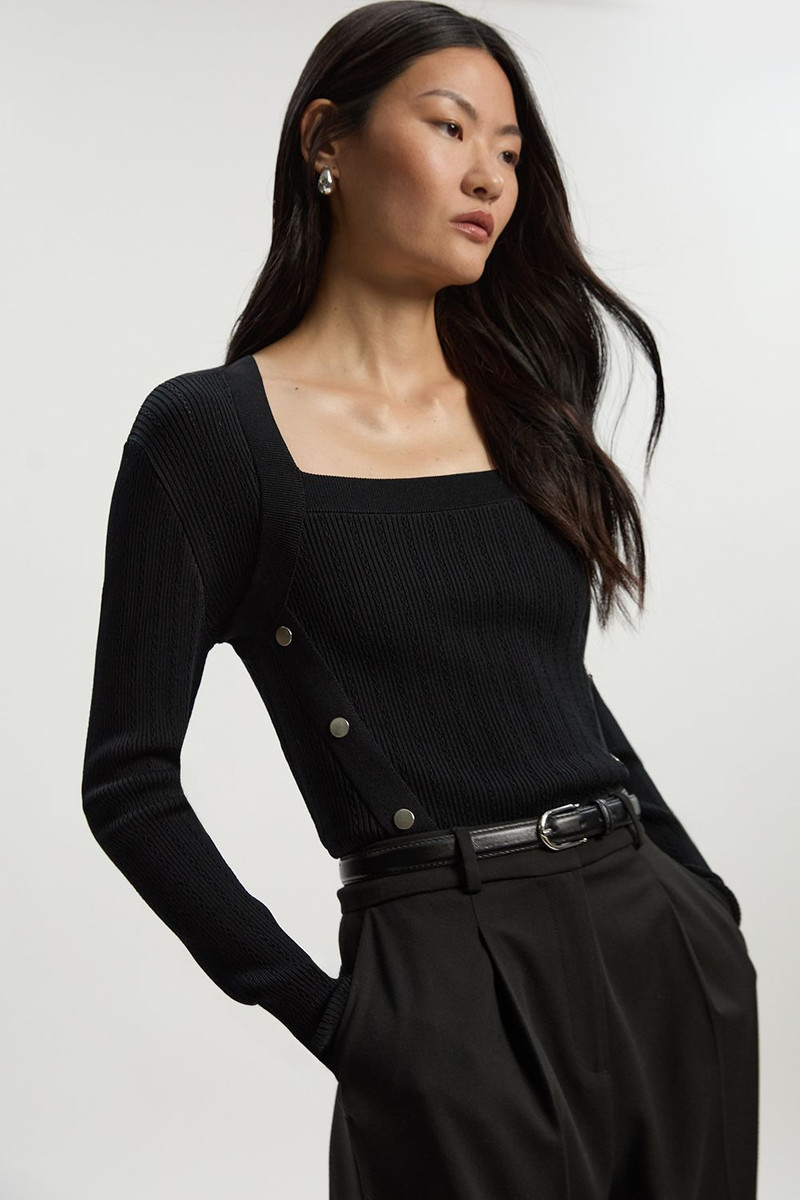 Dome Button Detail Knitted Top 1