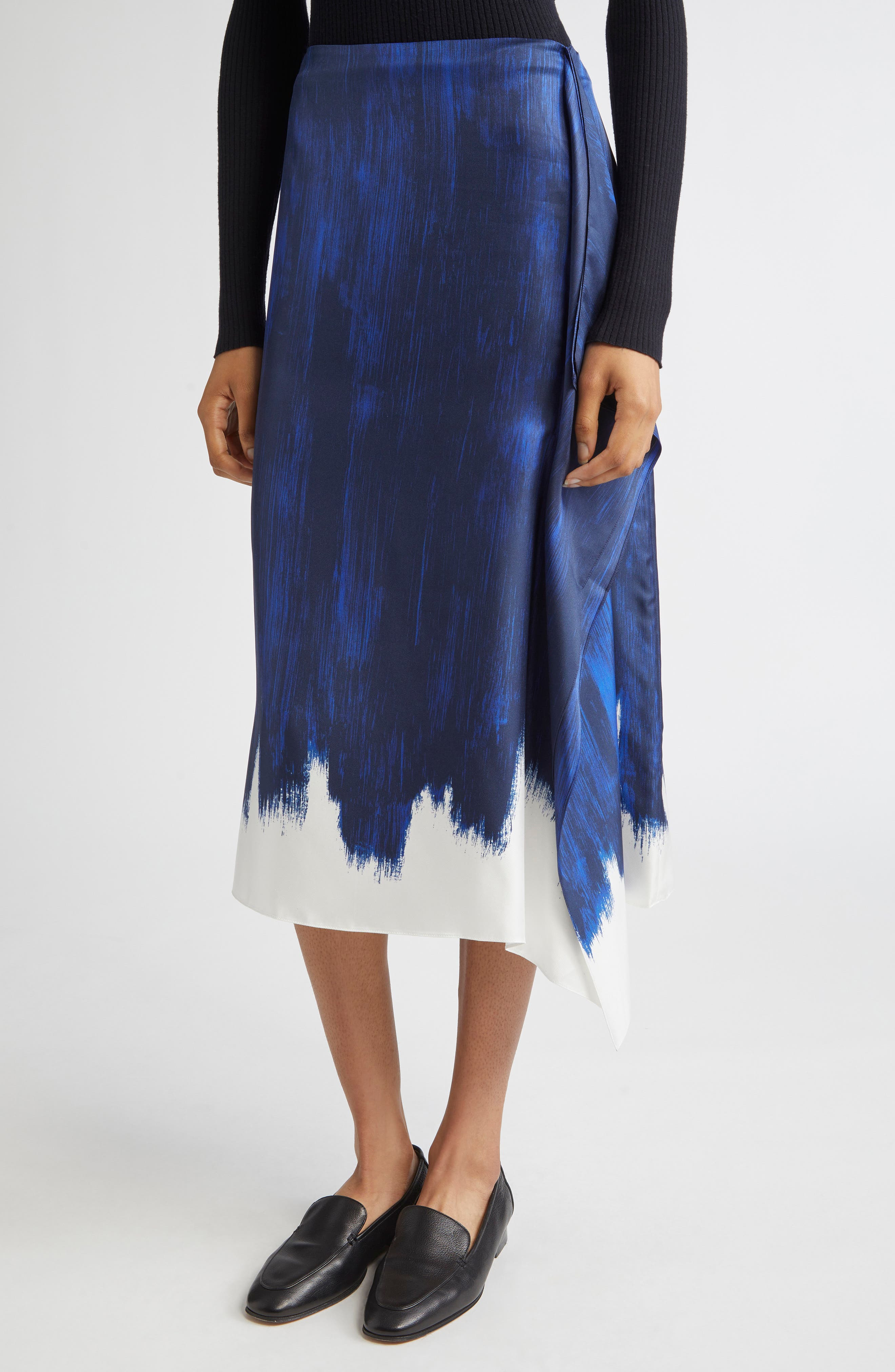 Proenza Schouler Amery Double Print Silk Twill Midi Skirt in Cobalt Multi at Nordstrom - 4