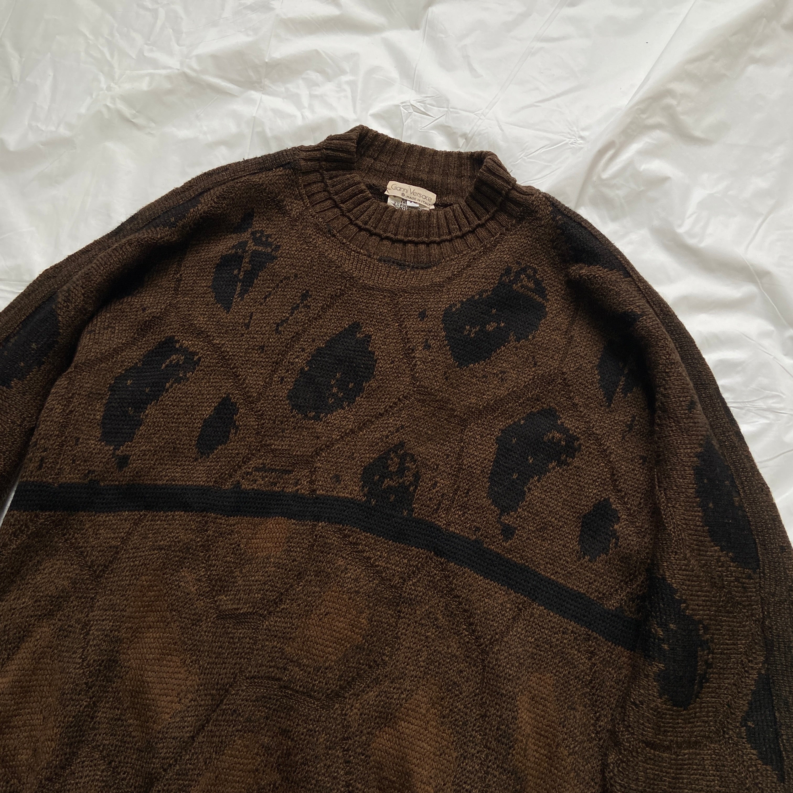 Gianni Versace 1982fw grungy brown knit sweater 40 - 5