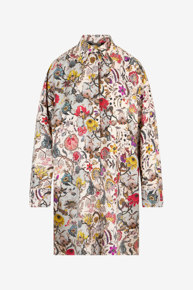 Silk Shirt Dress with Florentine Flowers Print 1