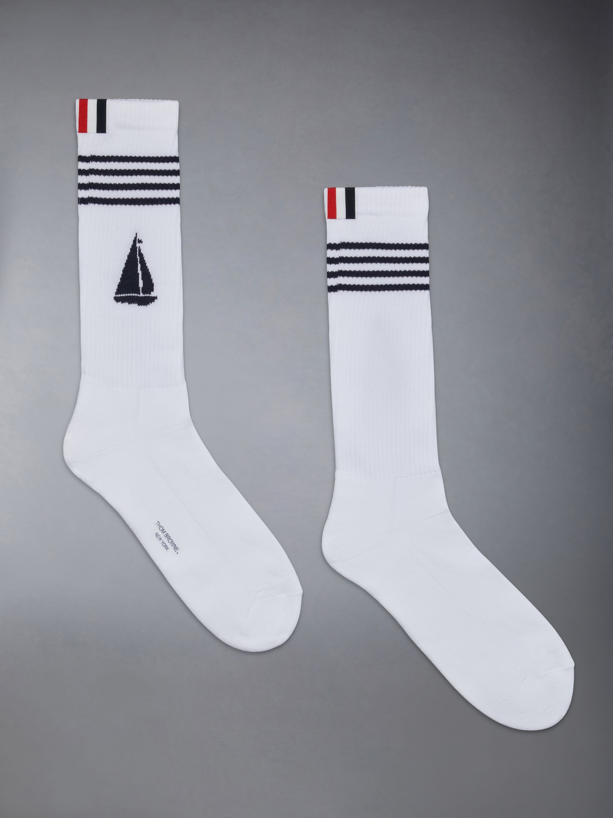 Cotton Sailboat Athletic Mid Calf Socks - 1