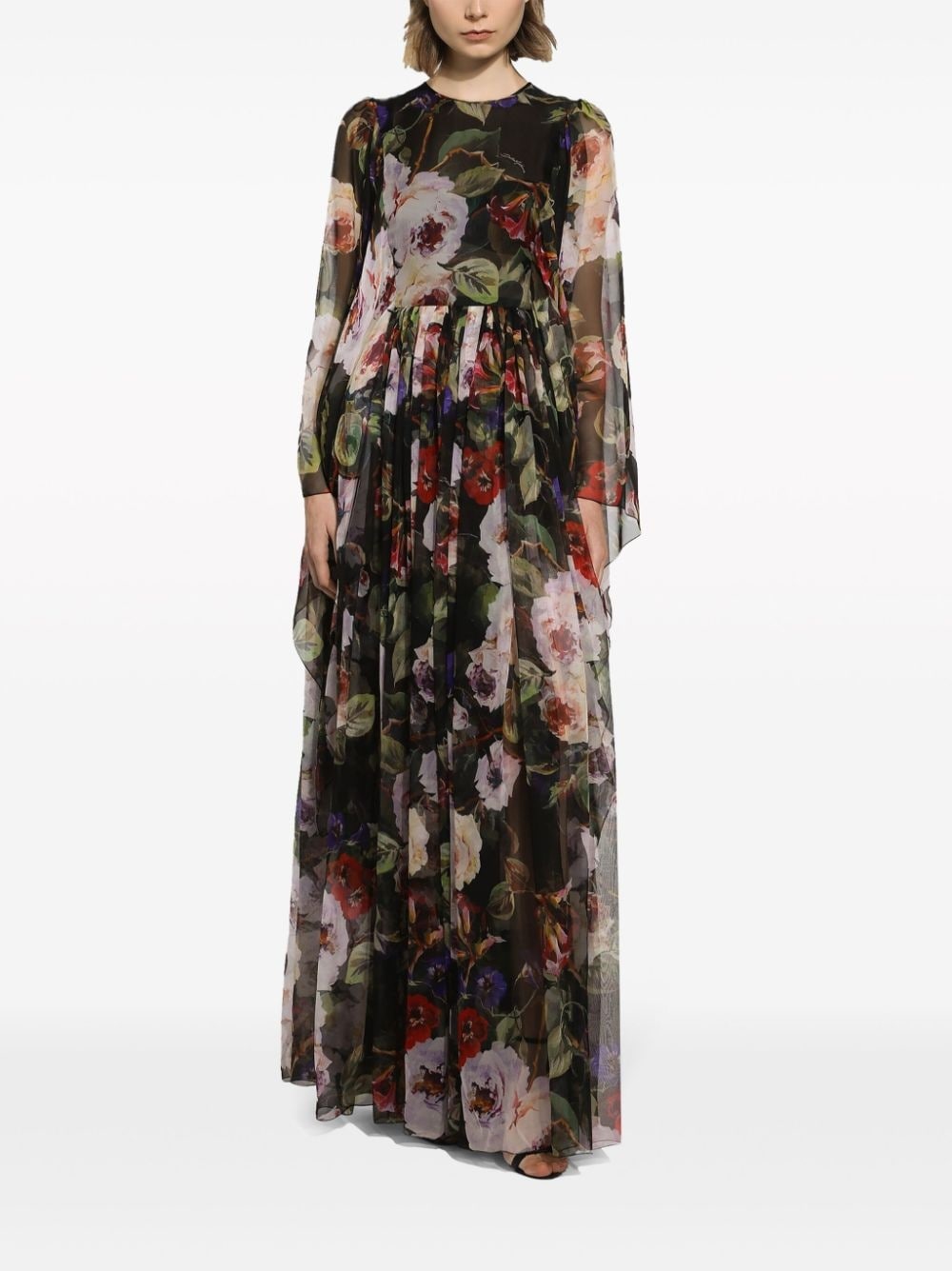 floral-print silk maxi dress - 5