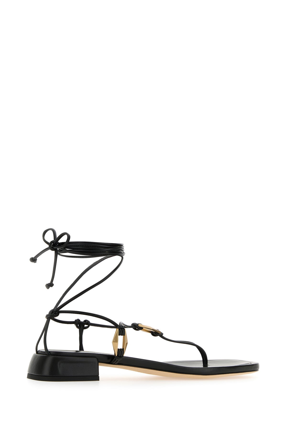 Black nappa leather Onyxia thong sandals - 3