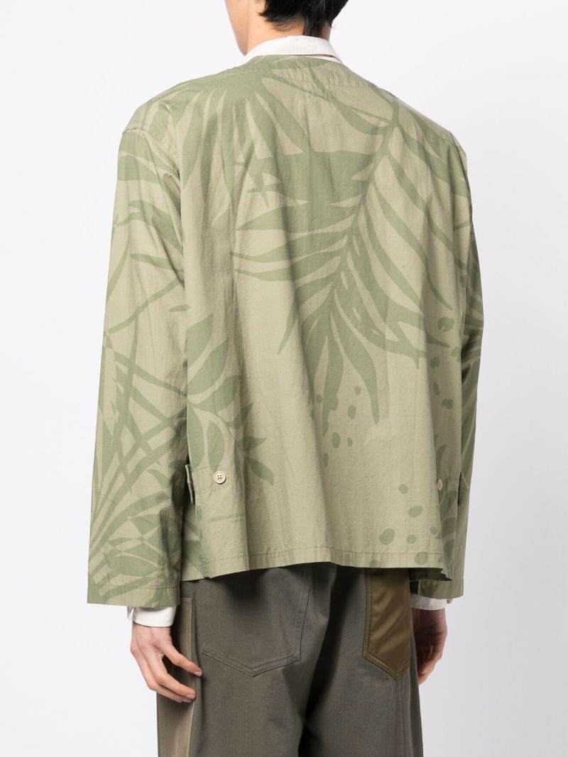 leaf-print shirt jacket - 4