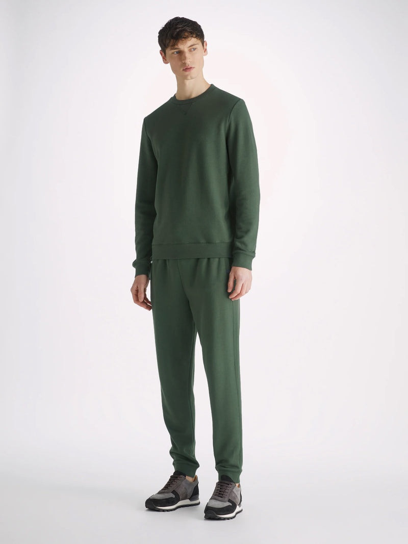 Derek Rose Men's Sweatshirt Quinn Cotton Modal Hunter Green outlook