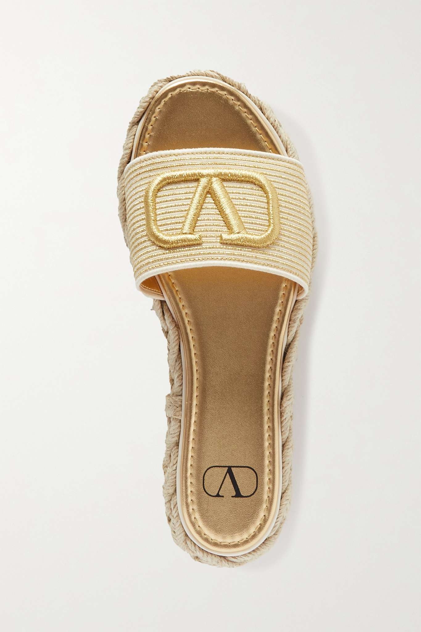 Valentino Garavani VLOGO embroidered woven espadrille slides - 1