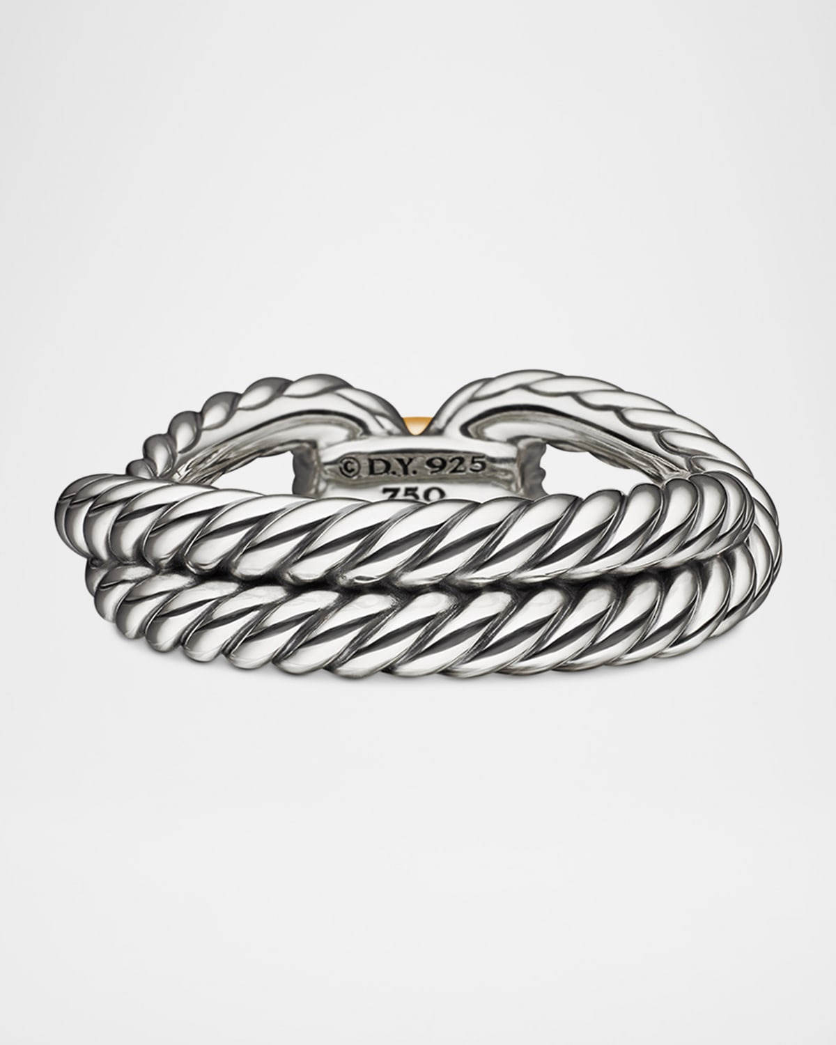 Cable Loop Ring in Silver with 18K Gold, 8mm - 7