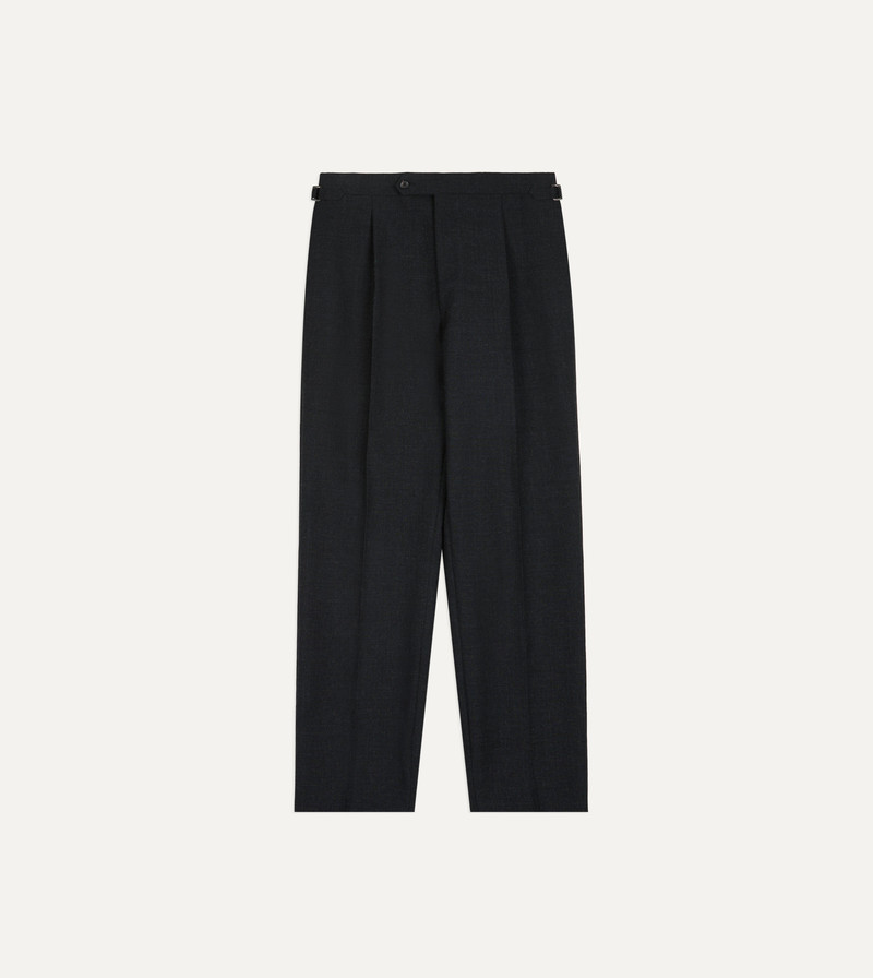 Dark Grey Fresco® Wool Single-Pleat Trouser - 1