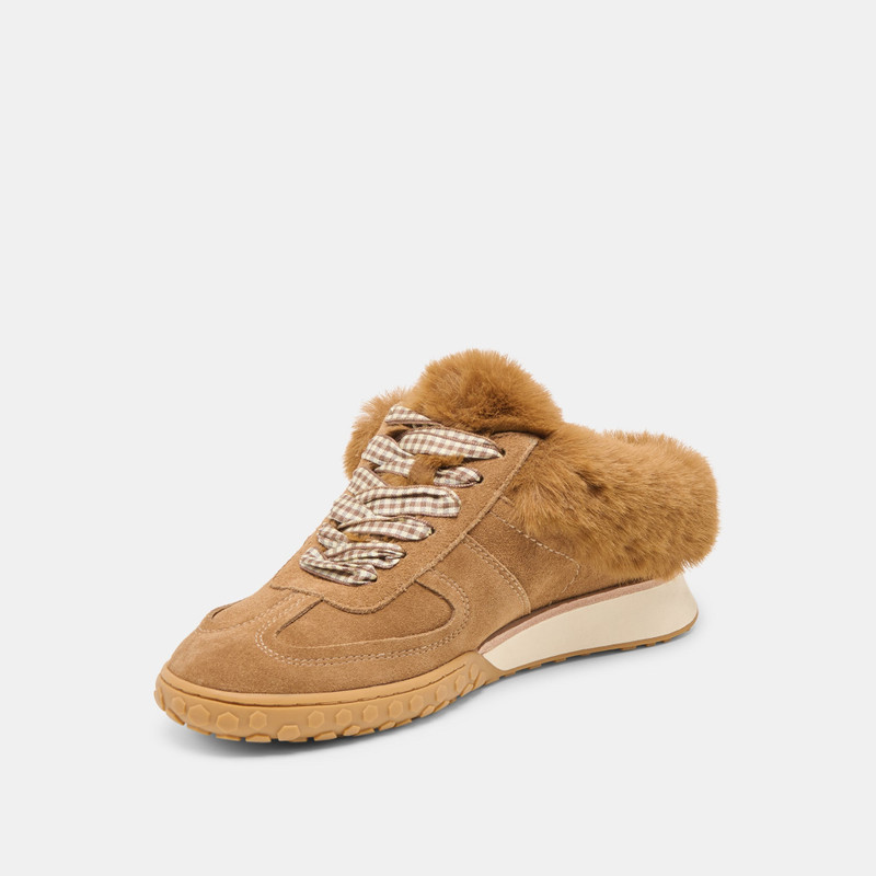 IZZEY PLUSH SNEAKERS LT BROWN SUEDE 4