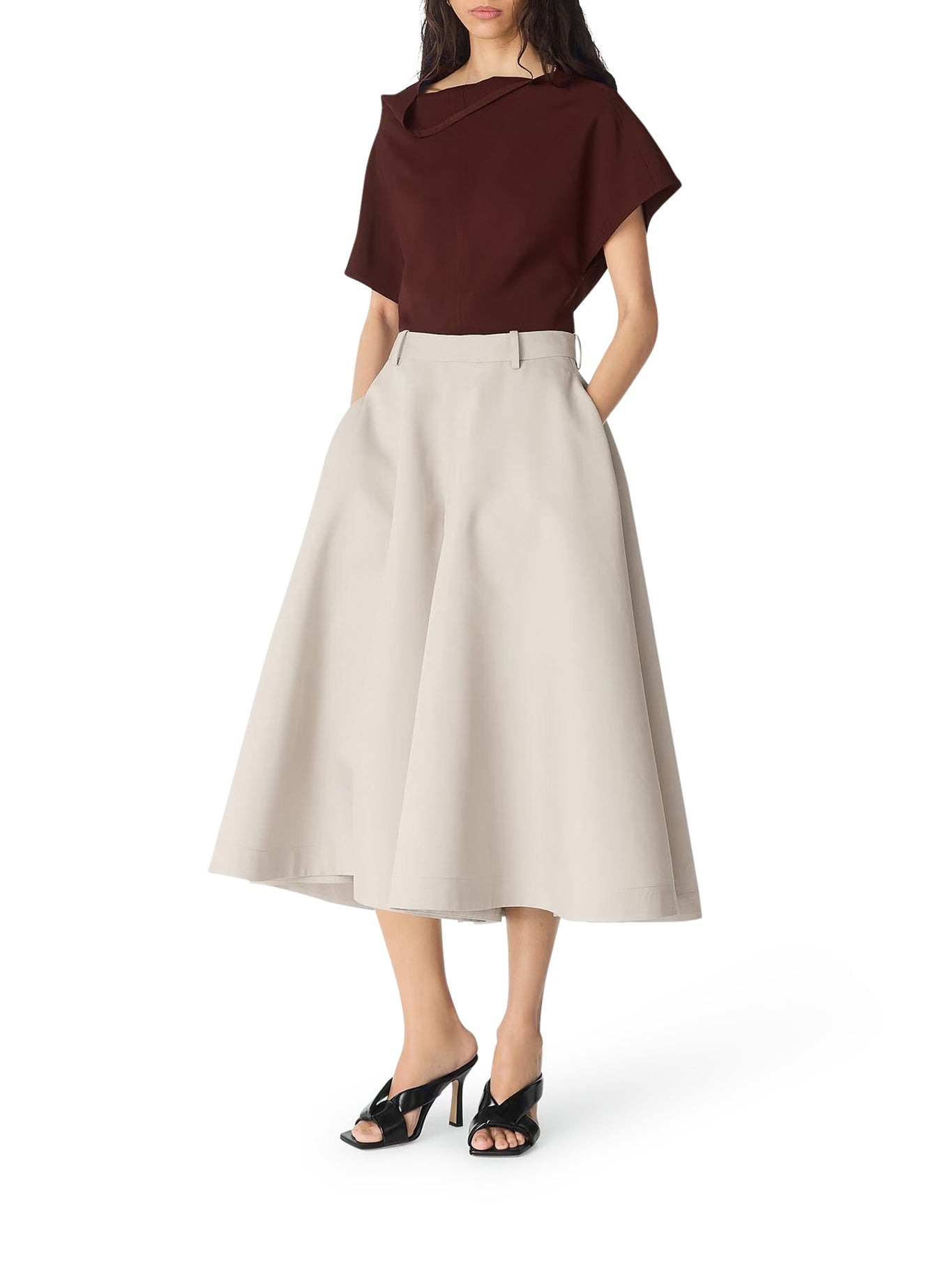 COTTON AND SILK TWILL CULOTTE PANTS - 1