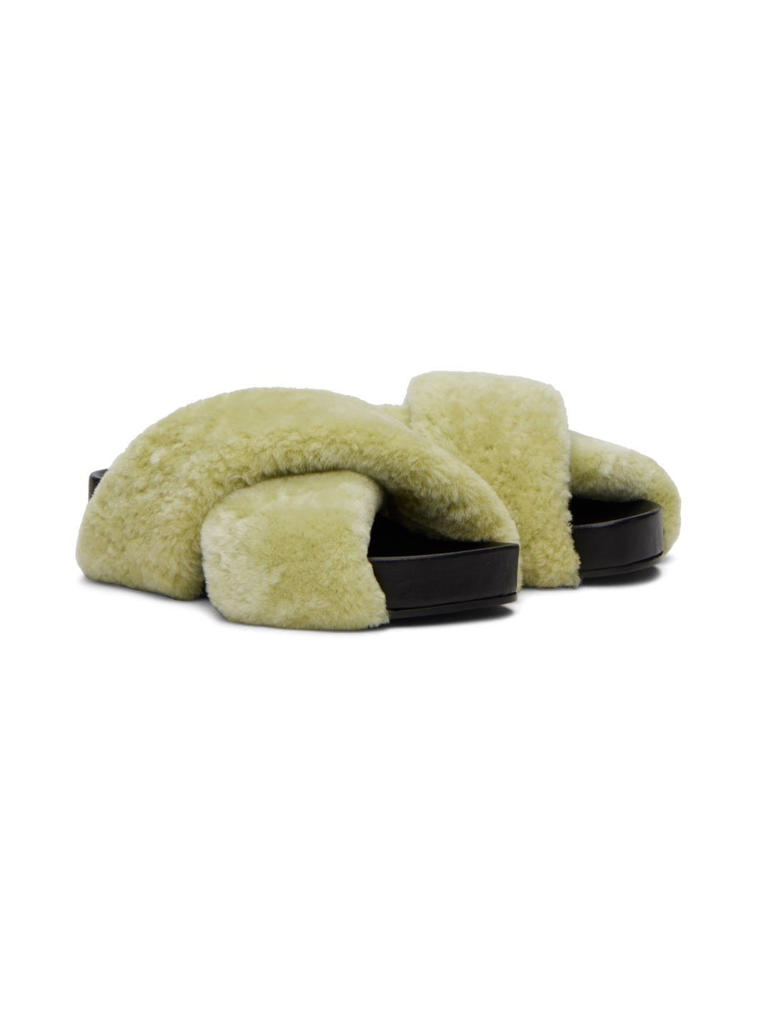Green Shearling Slides - 4