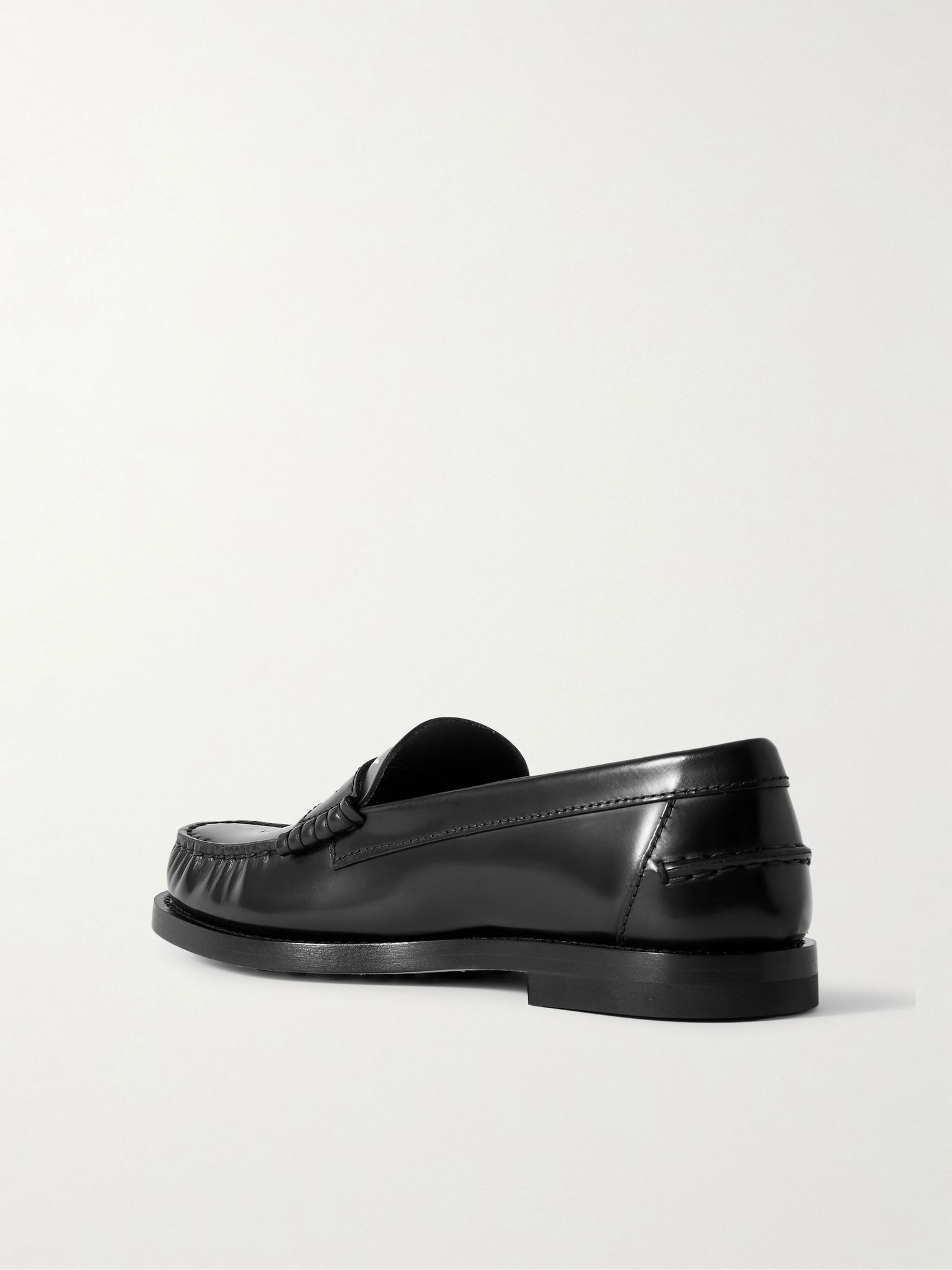 Gathered leather loafers Black - 3