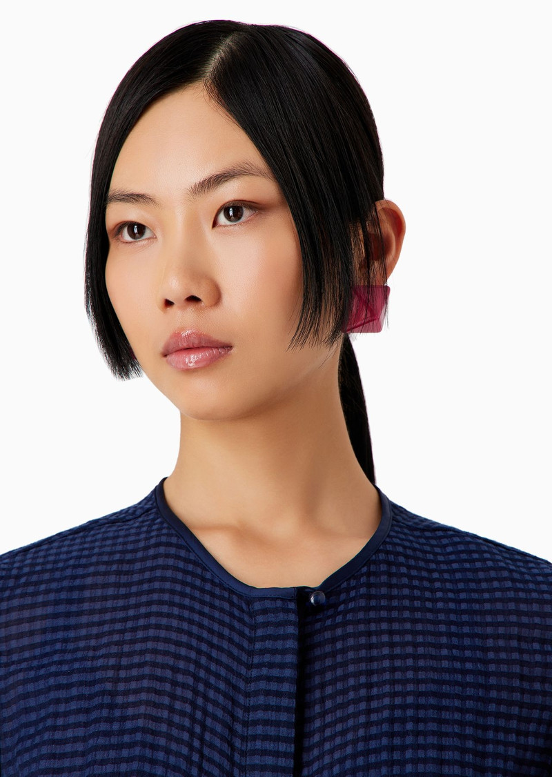 Shirt jacket in gingham-effect seersucker fabric 5