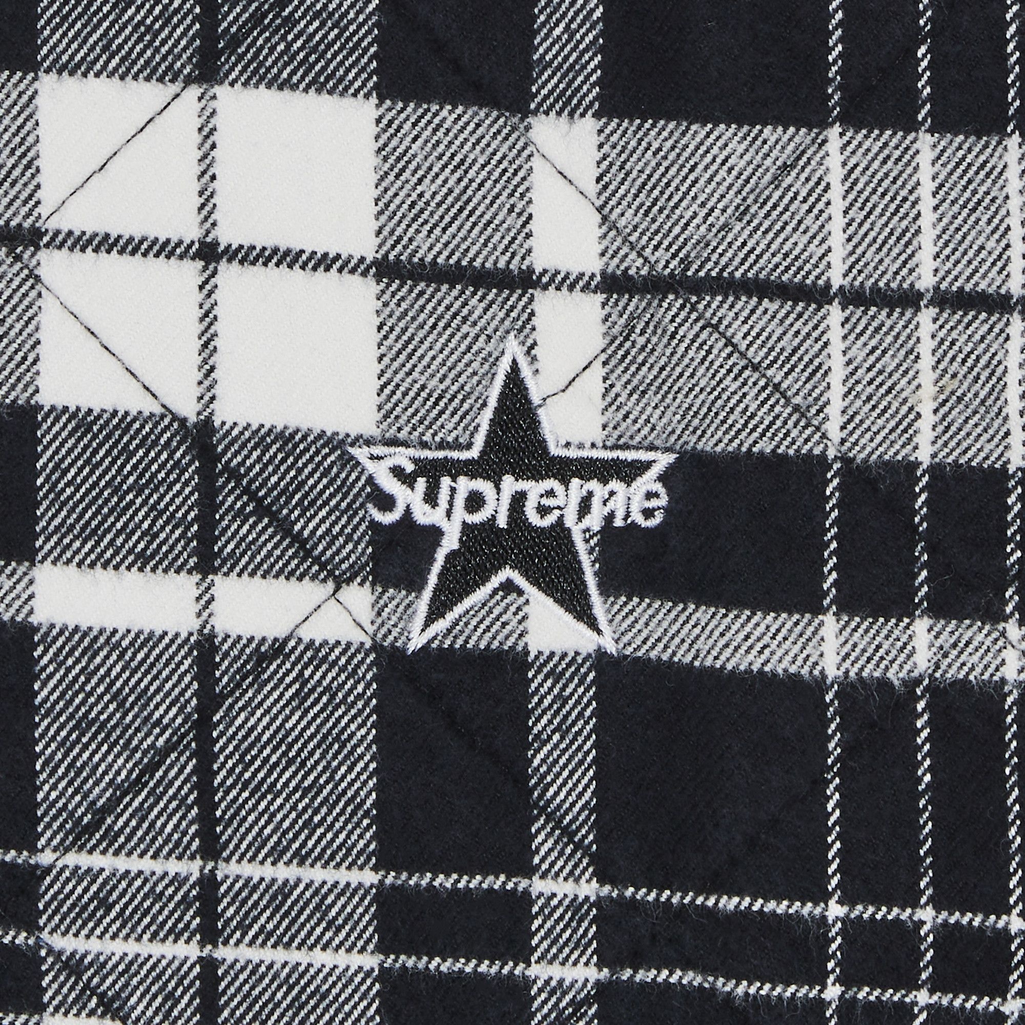 Supreme Quilted Flannel Zip Up Shirt 'Black' - 3