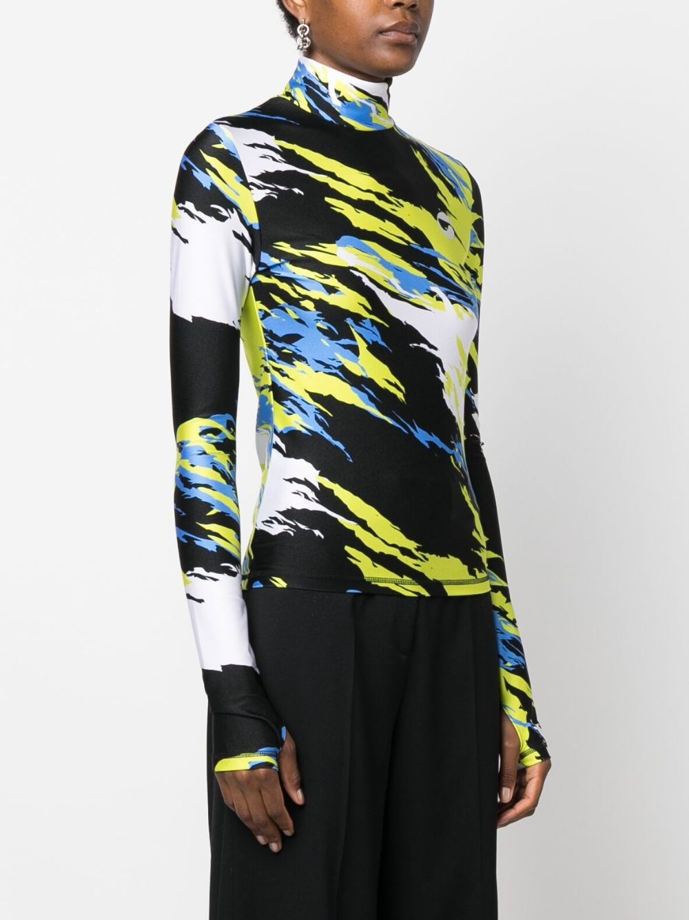 abstract-print high-neck top - 3