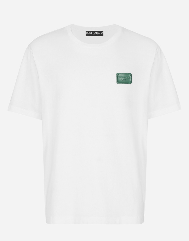 Cotton T-shirt with branded tag 1
