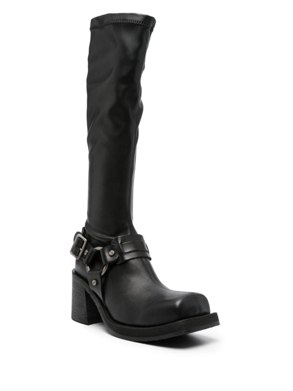 80mm square-toe leather boots - 2