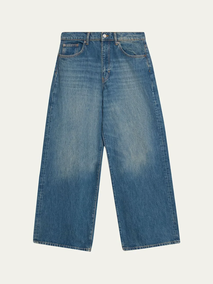 Men's Medium Blue Wide-Leg Denim Jeans - 1