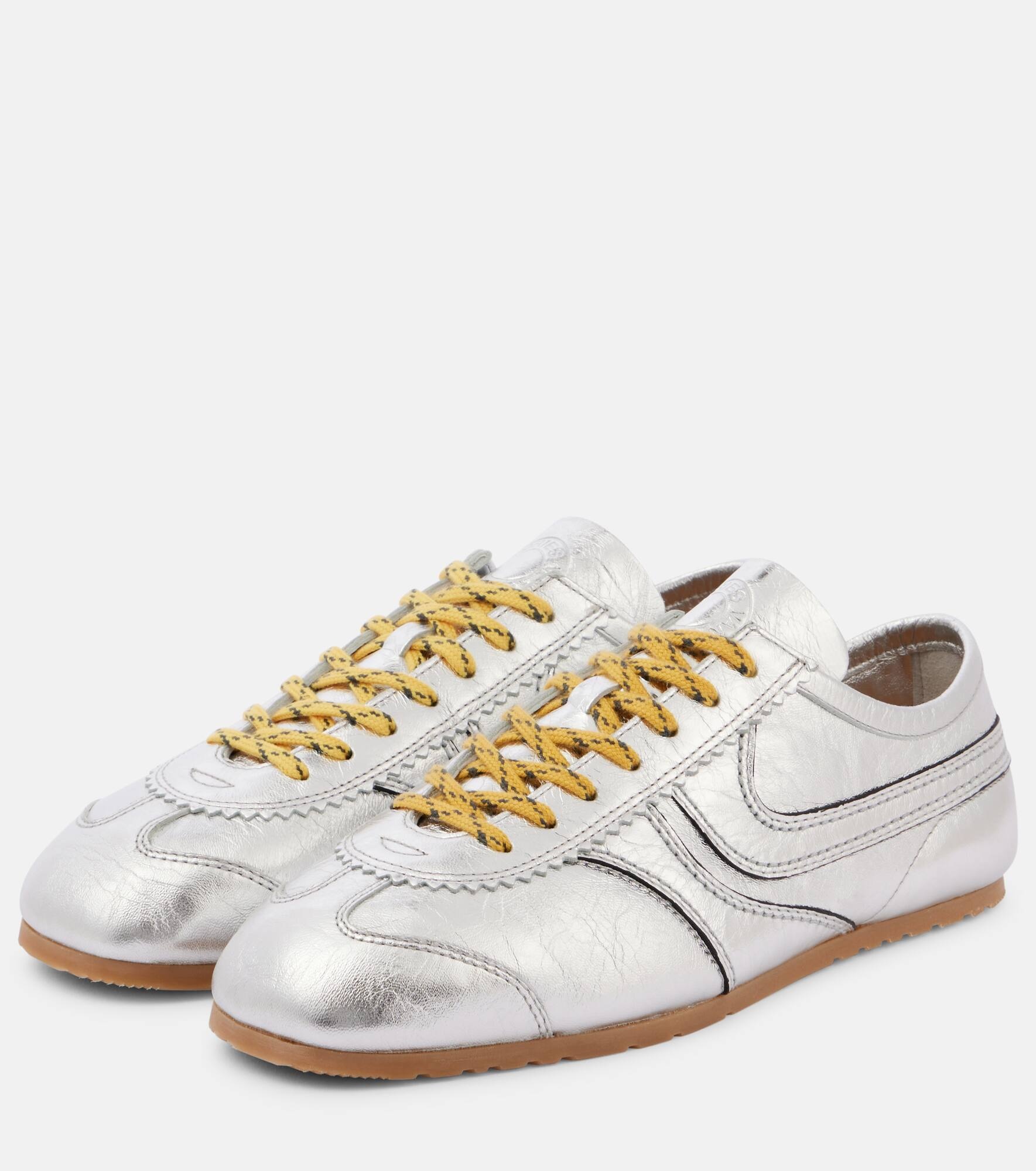 Metallic leather sneakers - 5