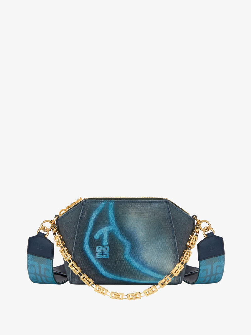 XS ANTIGONA BAG IN TAG EFFECT PRINTED CANVAS WITH CHAIN 1