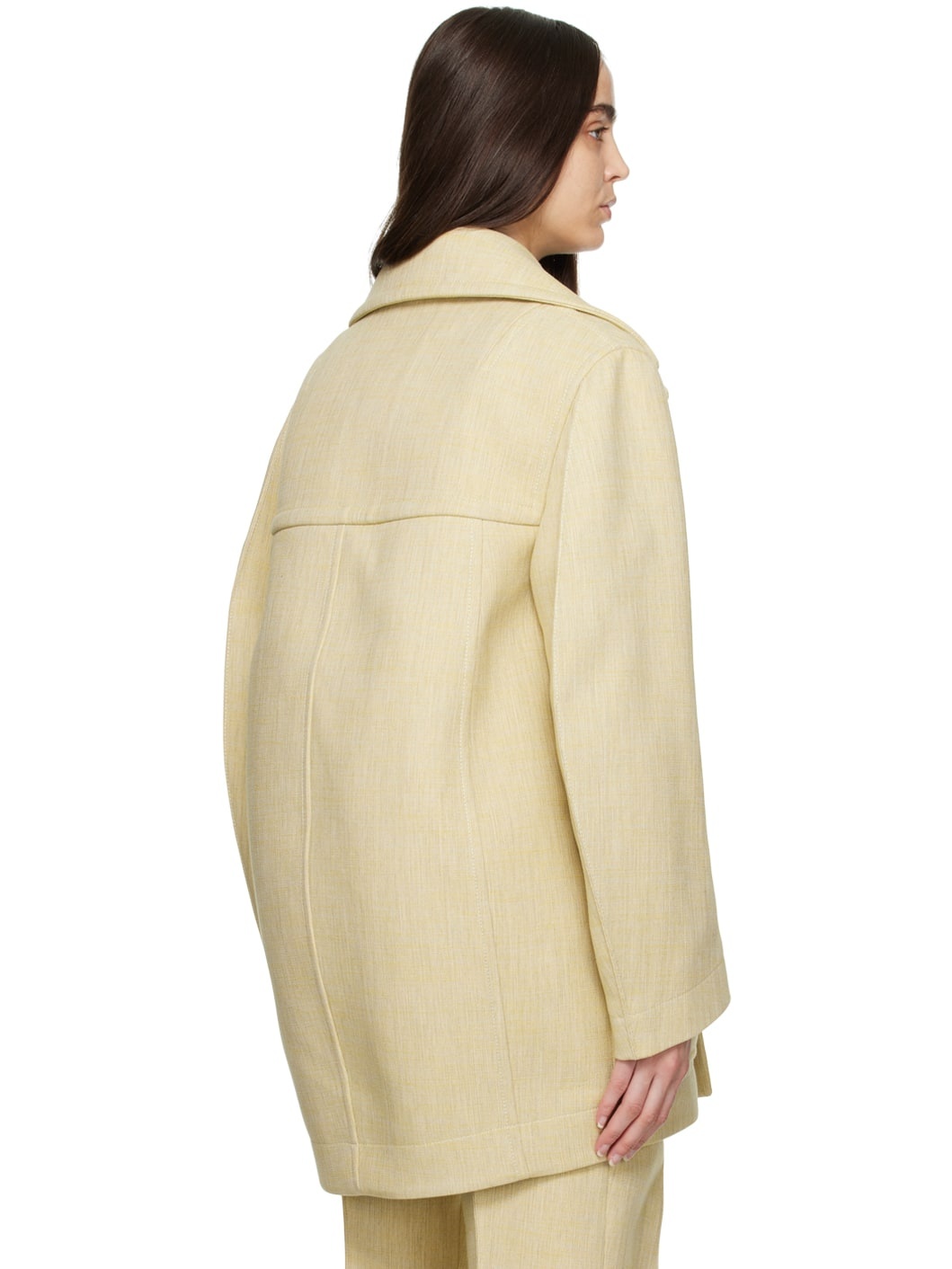 Beige Curved Shape Jacket - 3