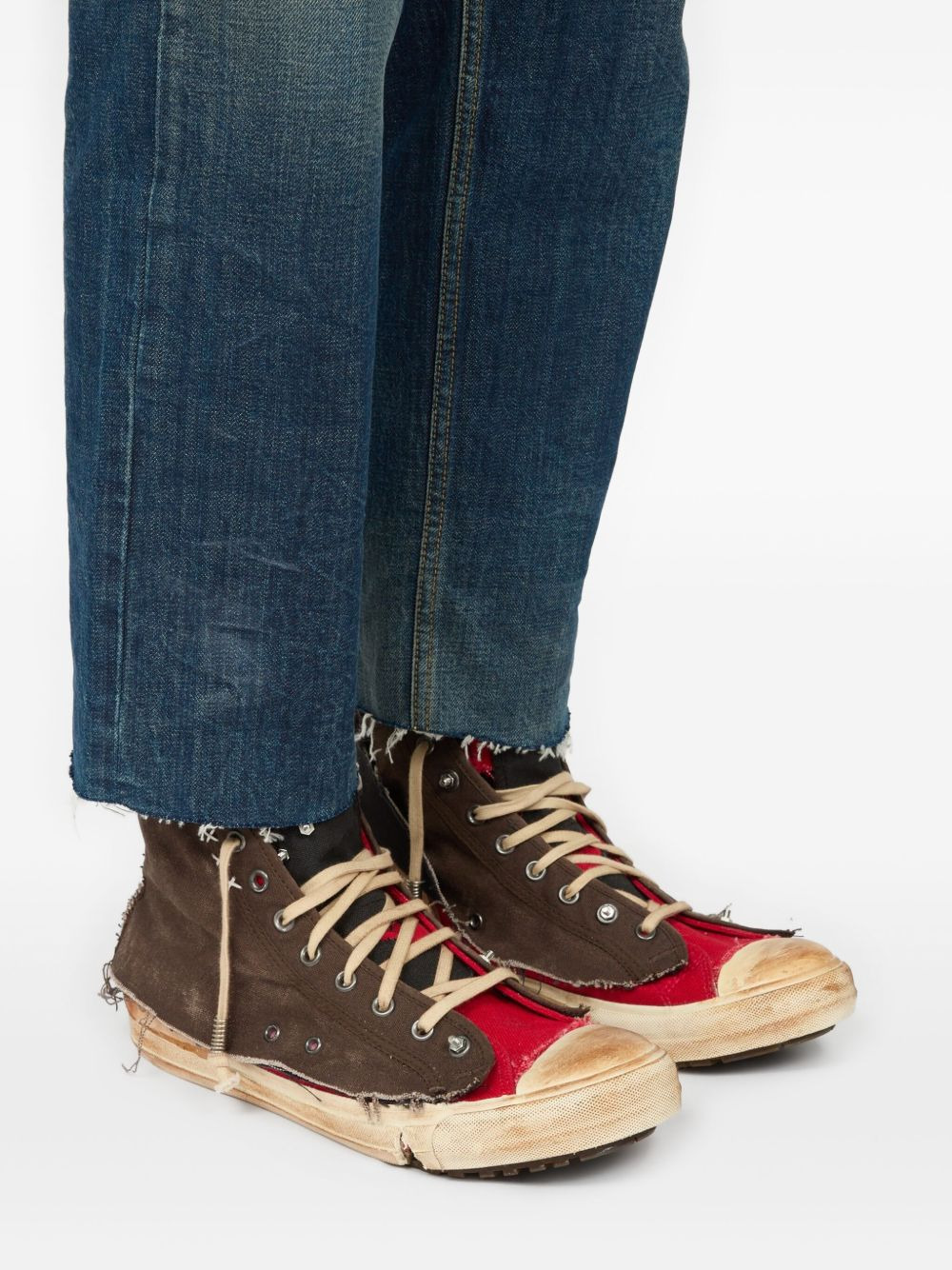 frayed-edges high-top sneakers - 5
