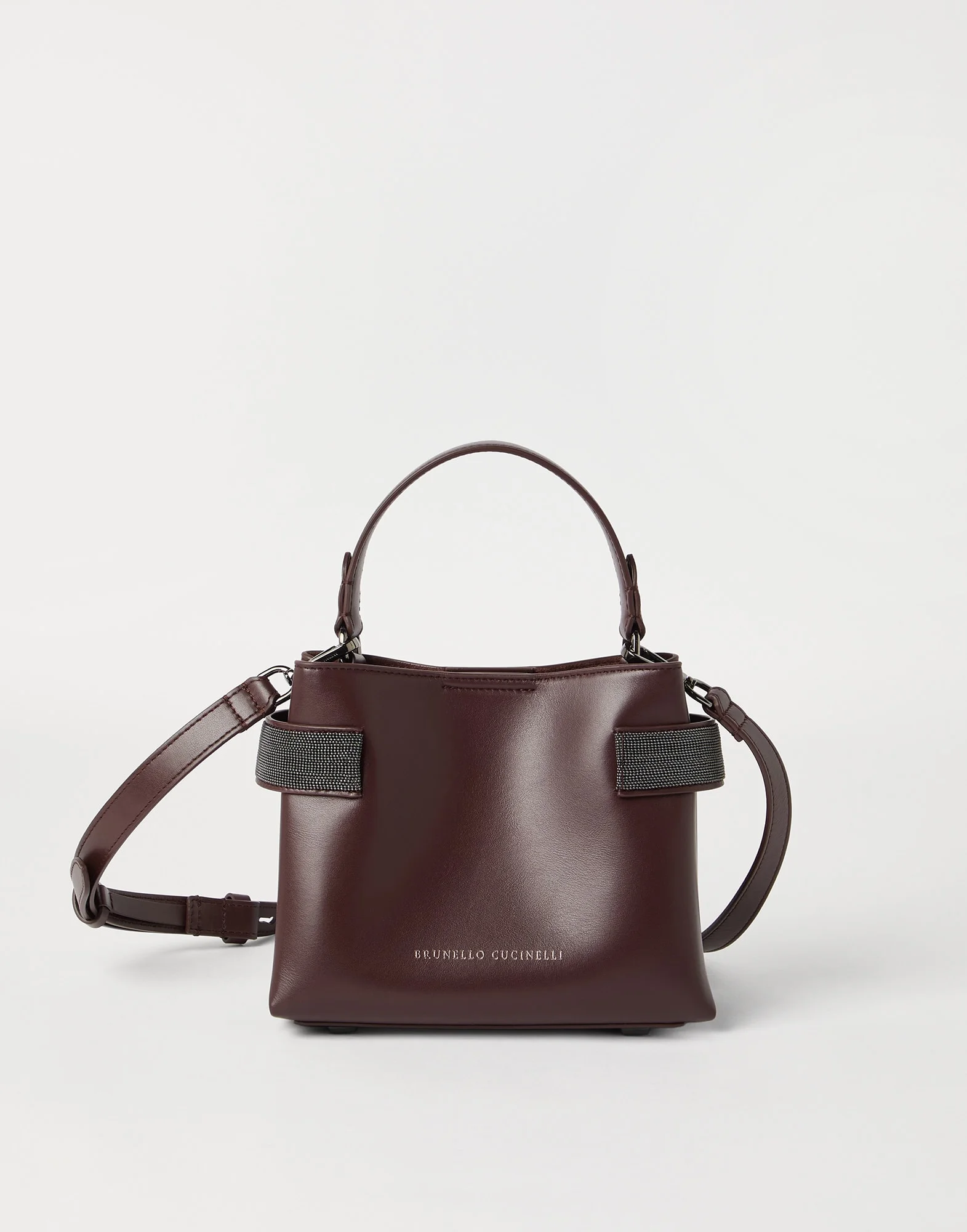 Essence small top-handle bag in calfskin with precious bands - 1