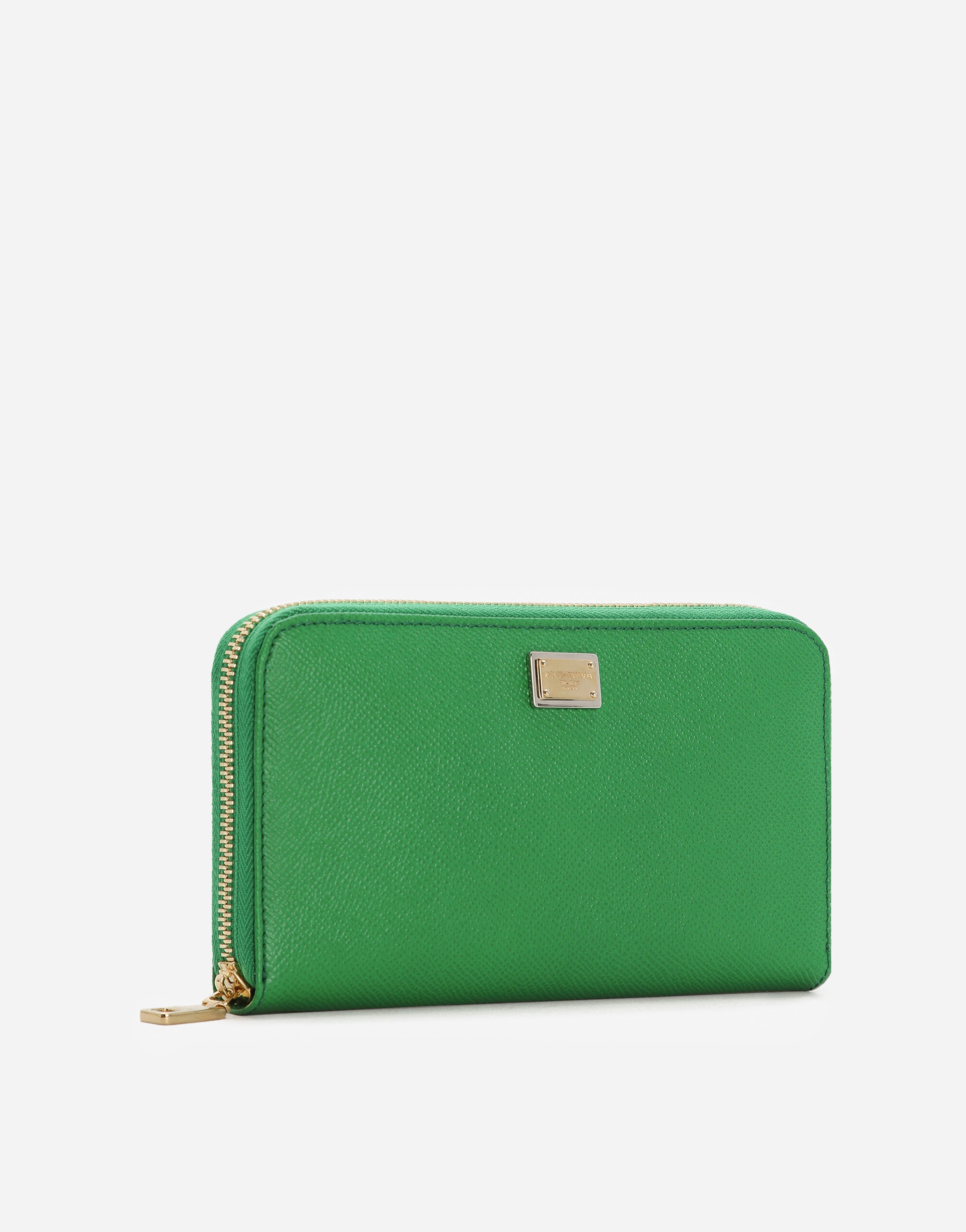 Dauphine calfskin zip-around wallet with branded tag - 2