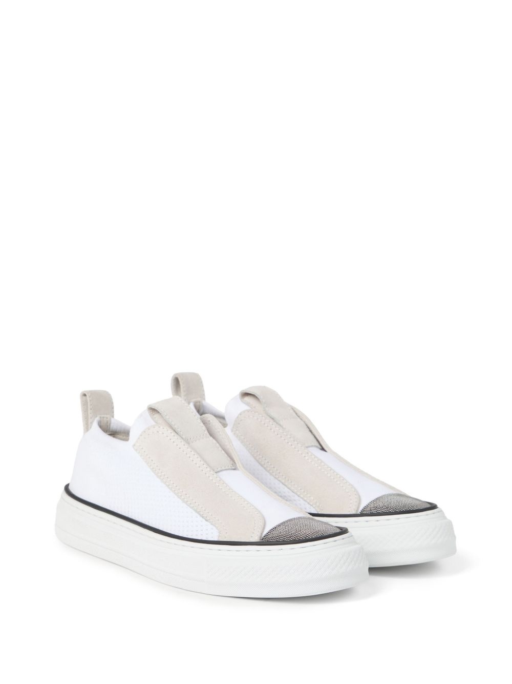 Brunello Cucinelli Women Slip On Sneakers With Shiny Toe - 5