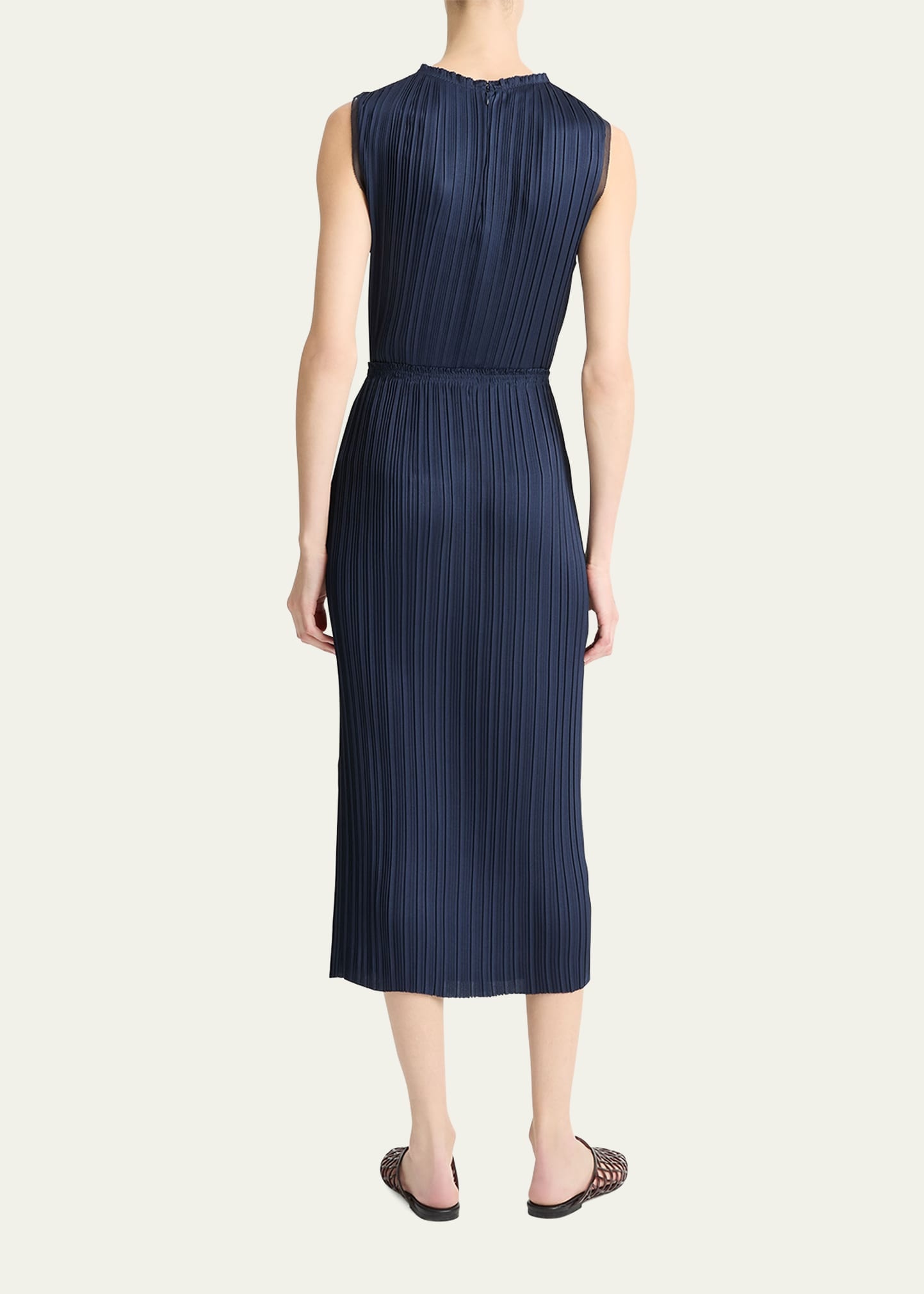 Pleated Straight Pull-On Midi Skirt - 3