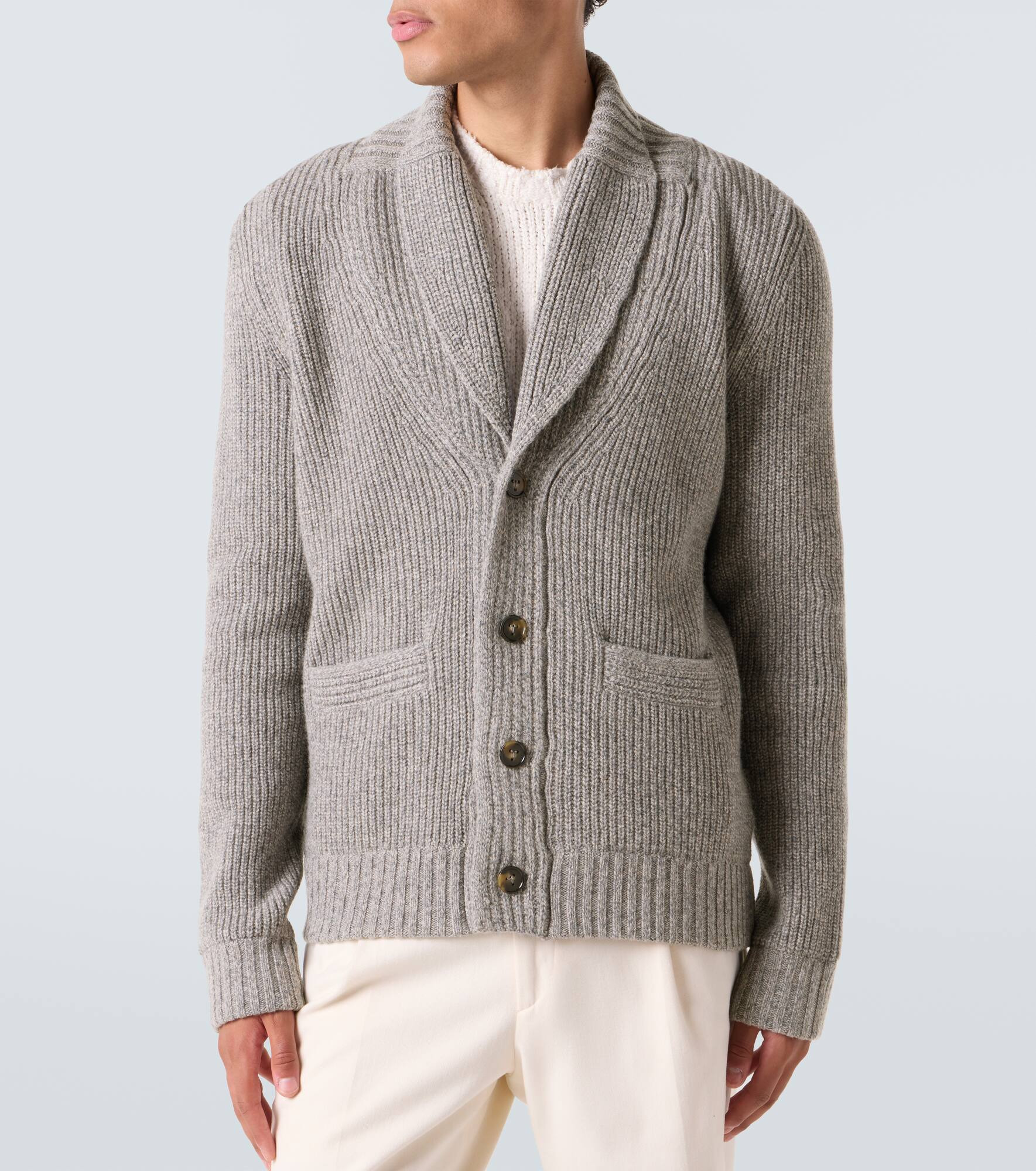 Ribbed-knit wool and cashmere cardigan - 3