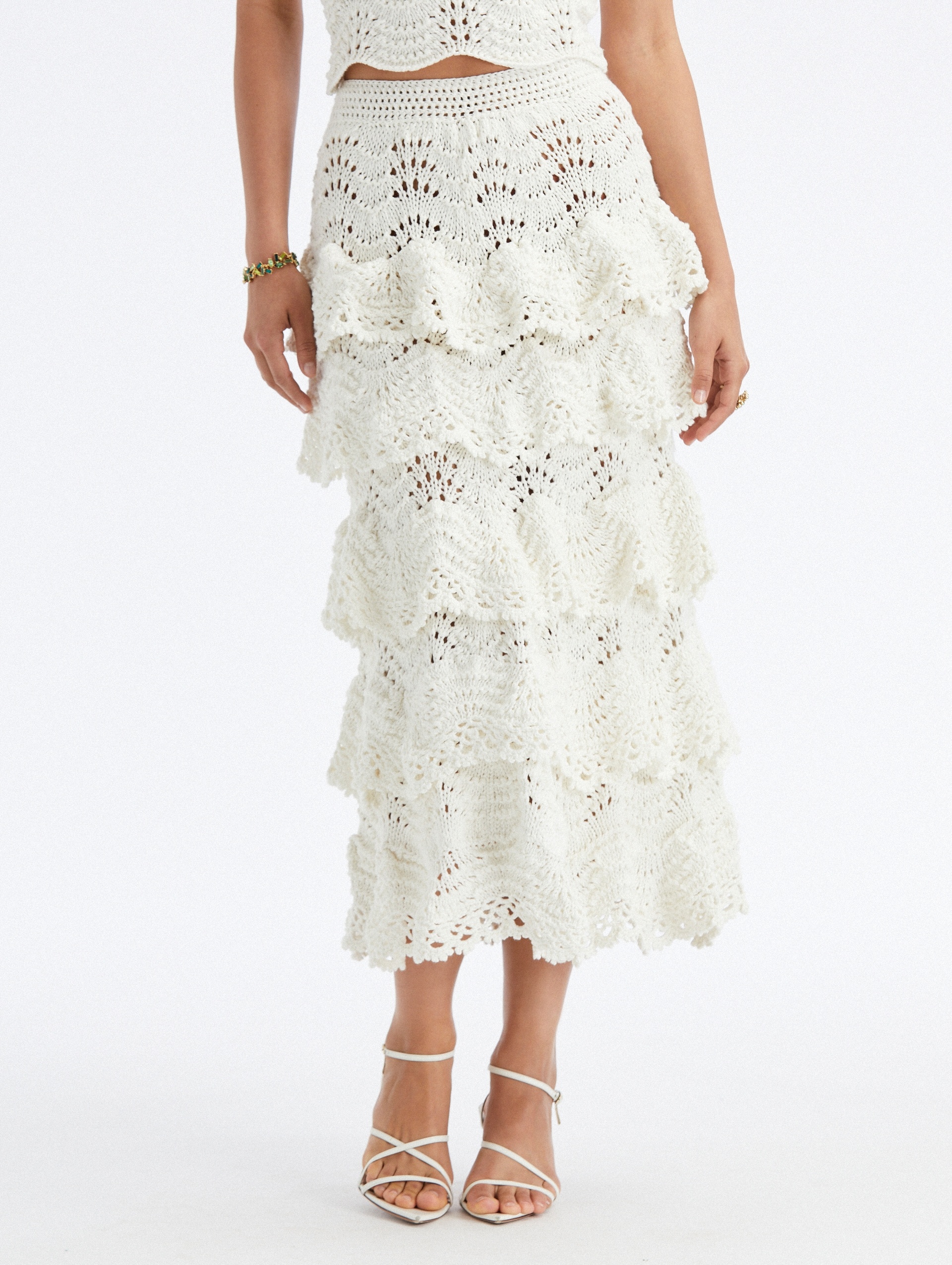 HAND CROCHETED SCALLOP TIERED SKIRT - 3
