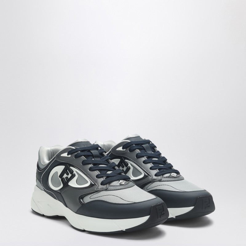 スニーカー Fendi Fendi Forward Sneaker In Grey Mesh And Blue Leather Fendi Forward sneakers Technical fabric Gray | Fendi