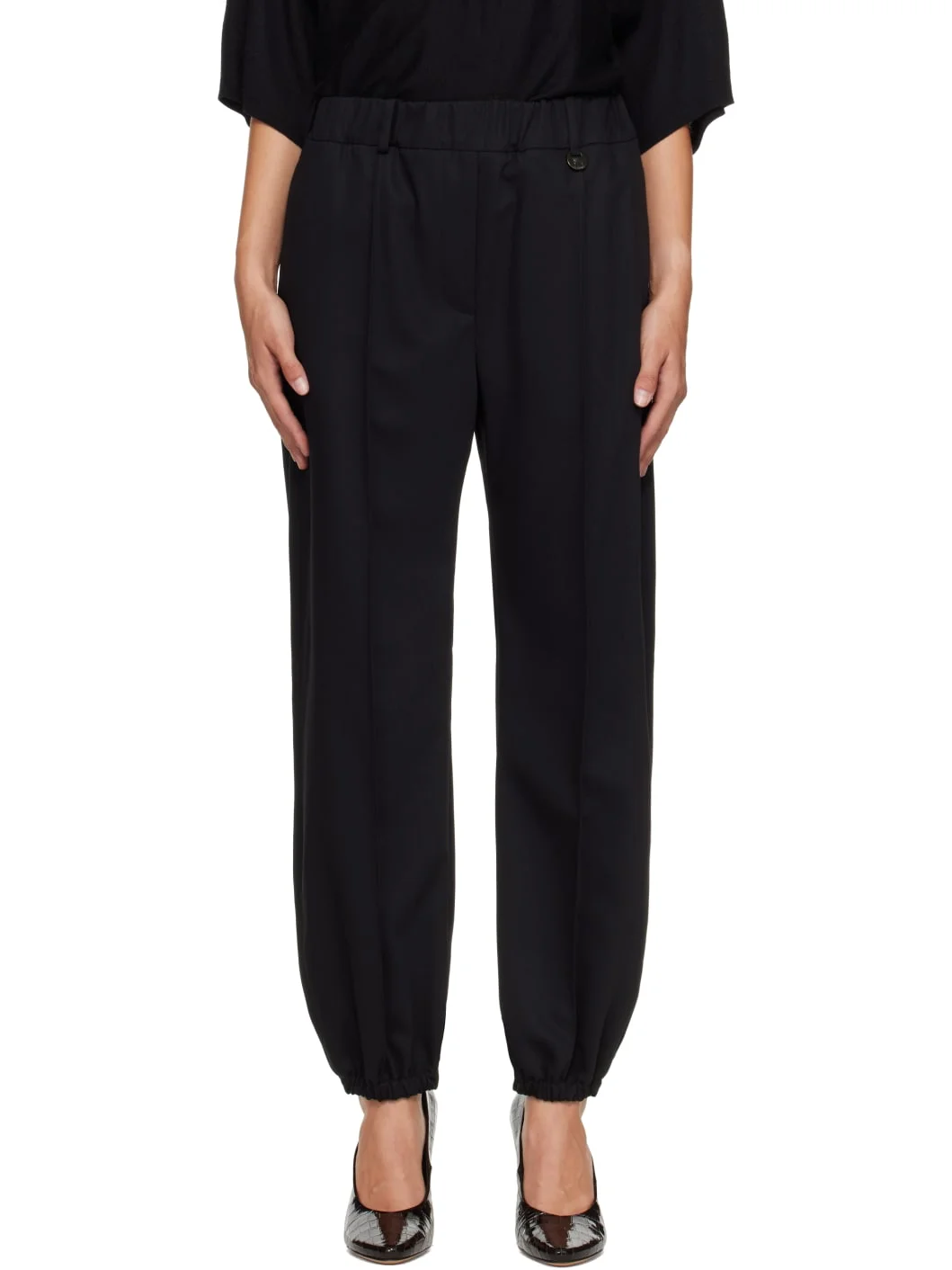 Black Wool Jogging Trousers - 1