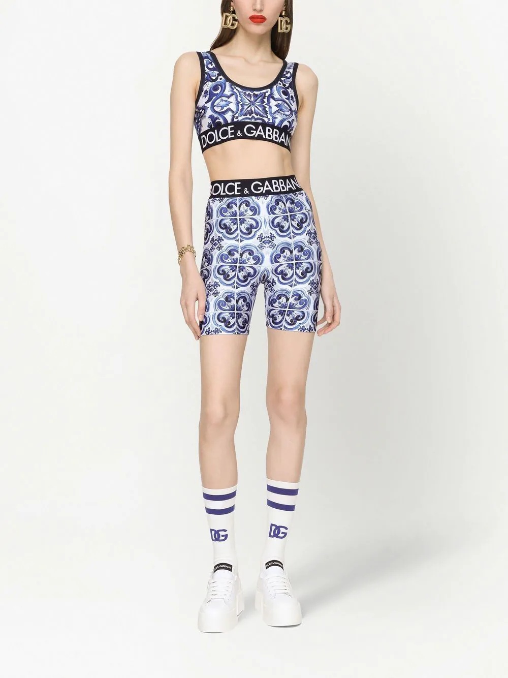 Majolica-print cycling shorts - 3