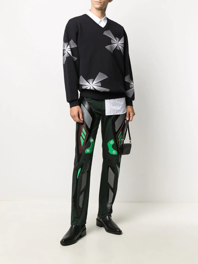 Xander Zhou intarsia-knit v-neck jumper  outlook