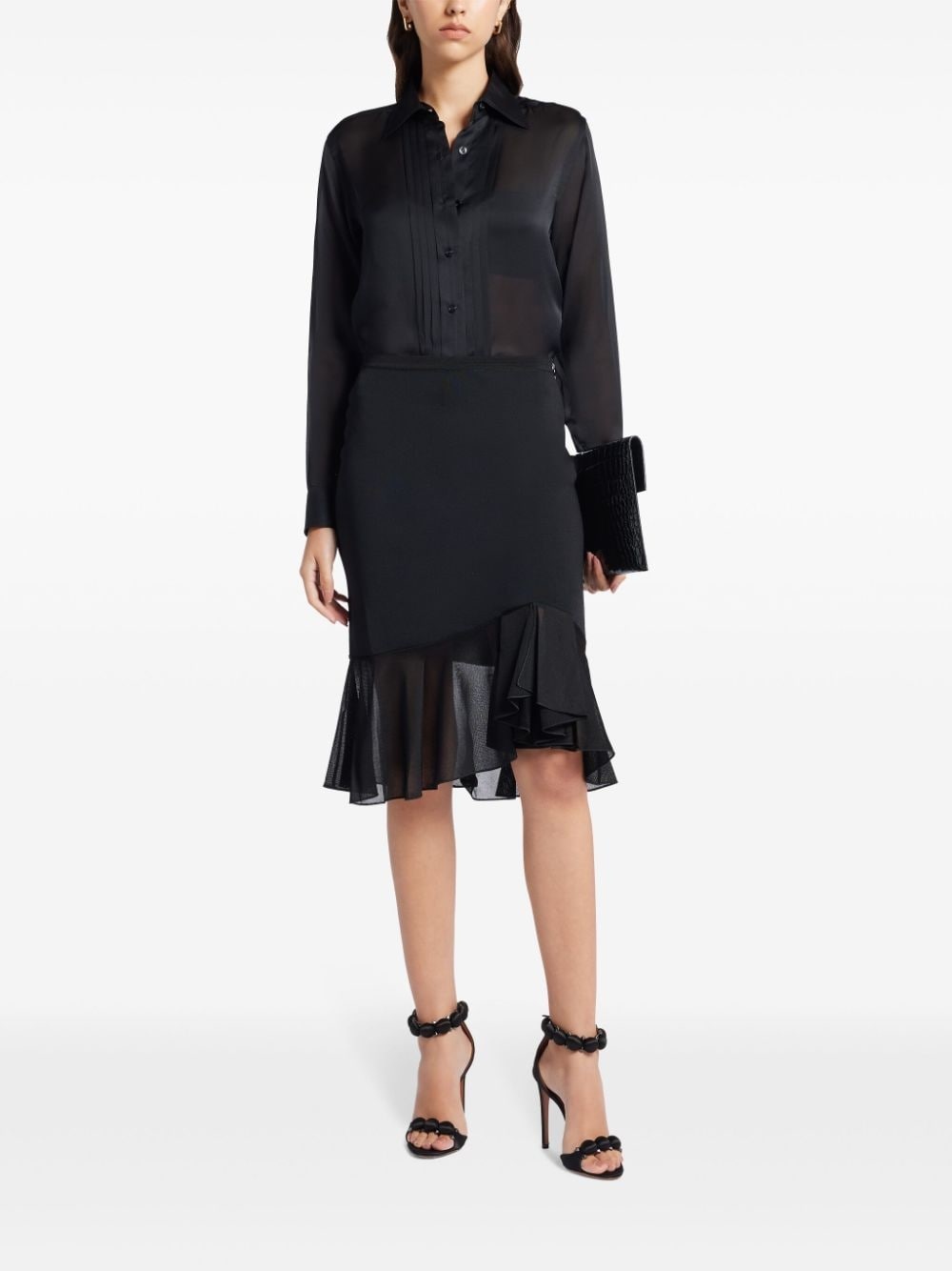 ruffled pencil midi skirt - 2