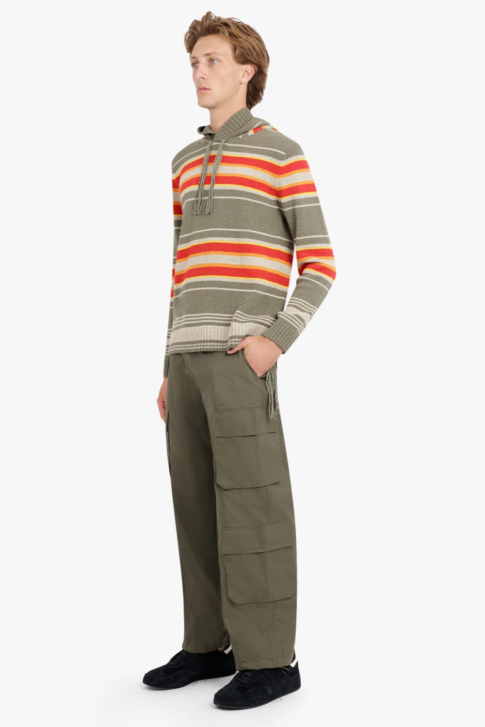 KNIT HOODIE | OLIVE MULTI STRIPE - 2