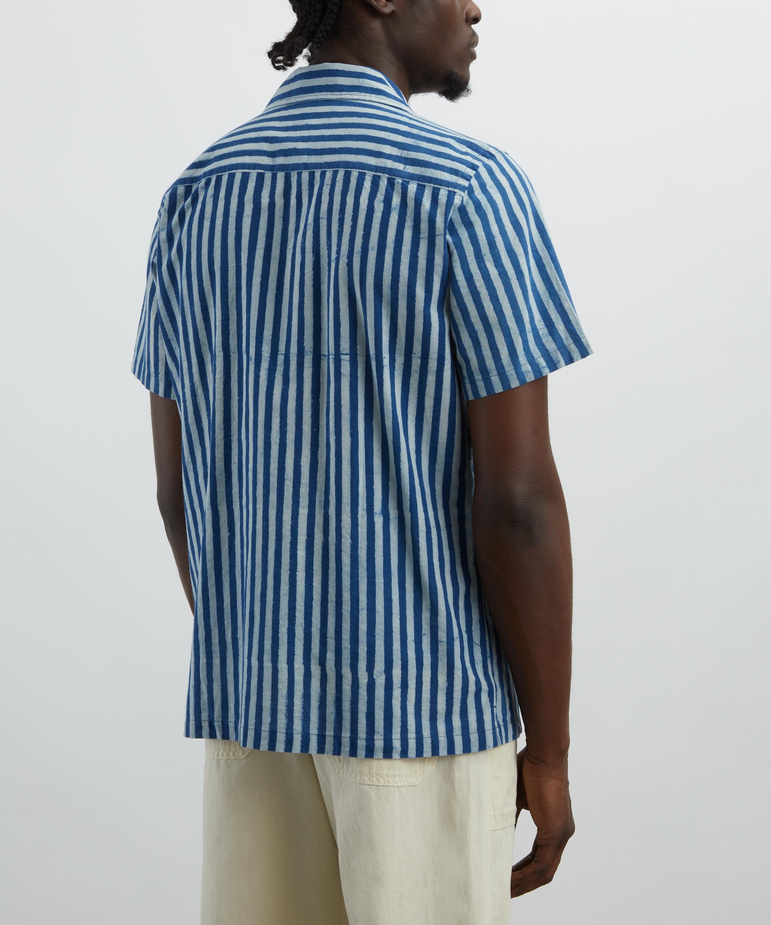 Indigo Stripe Block Print Short-Sleeve Shirt - 4