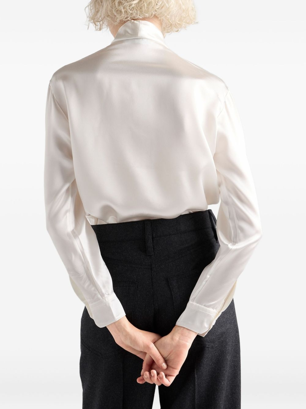 scarf-collar satin shirt - 3