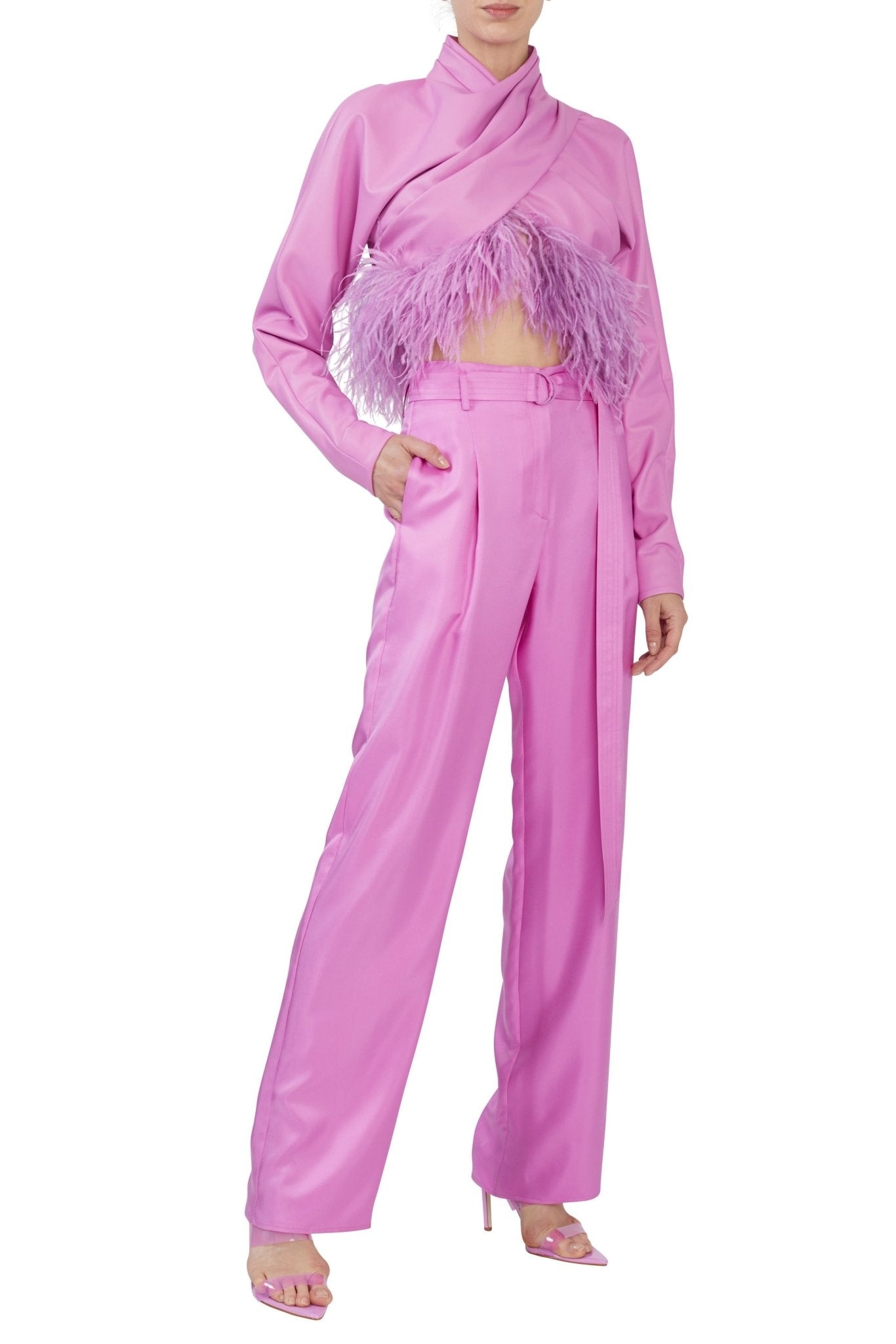 Organic Silky Twill High Waisted Belted Pant - 3