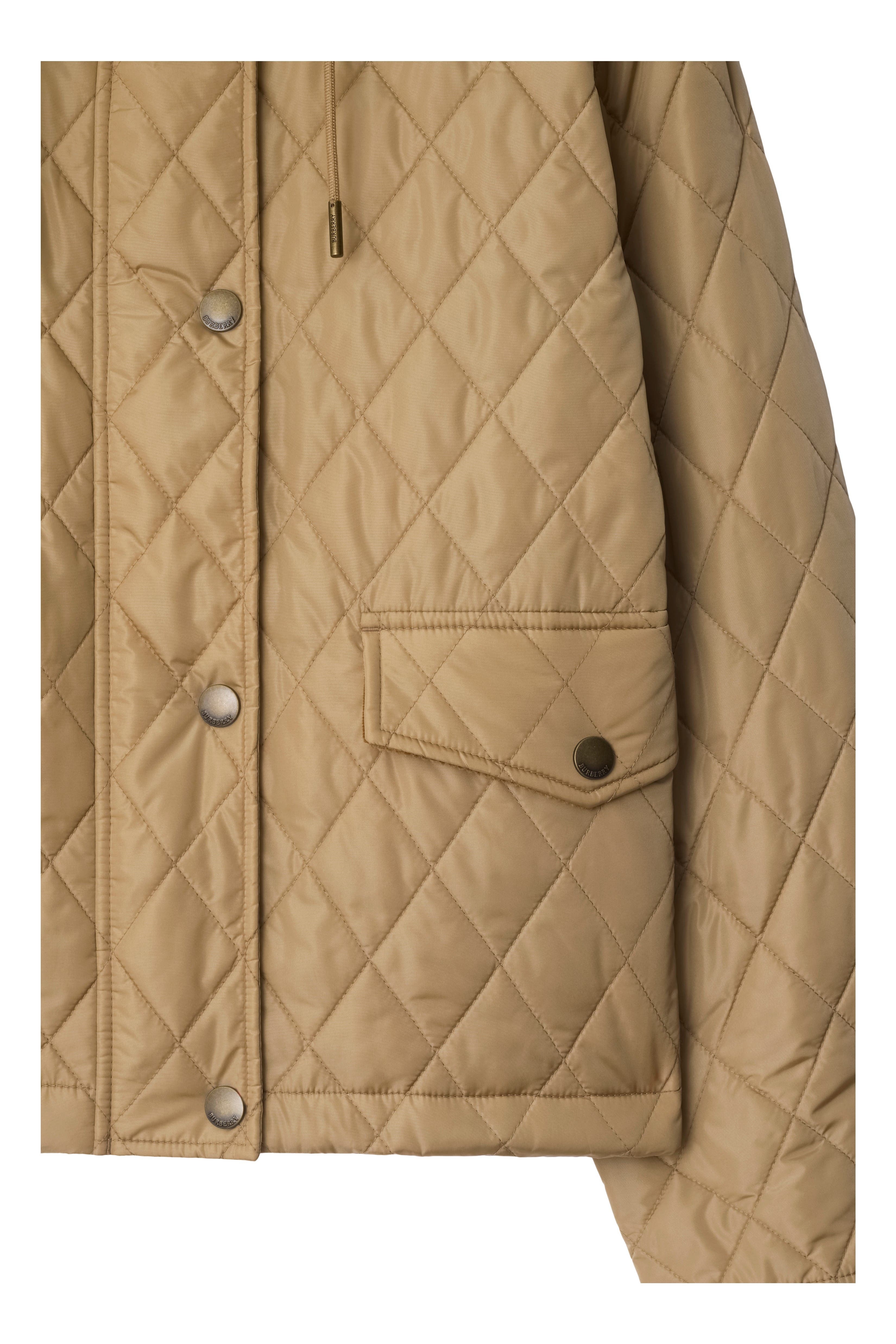 burberry Cropped Quilted Nylon Hooded Jacket in Flax at Nordstrom - 6