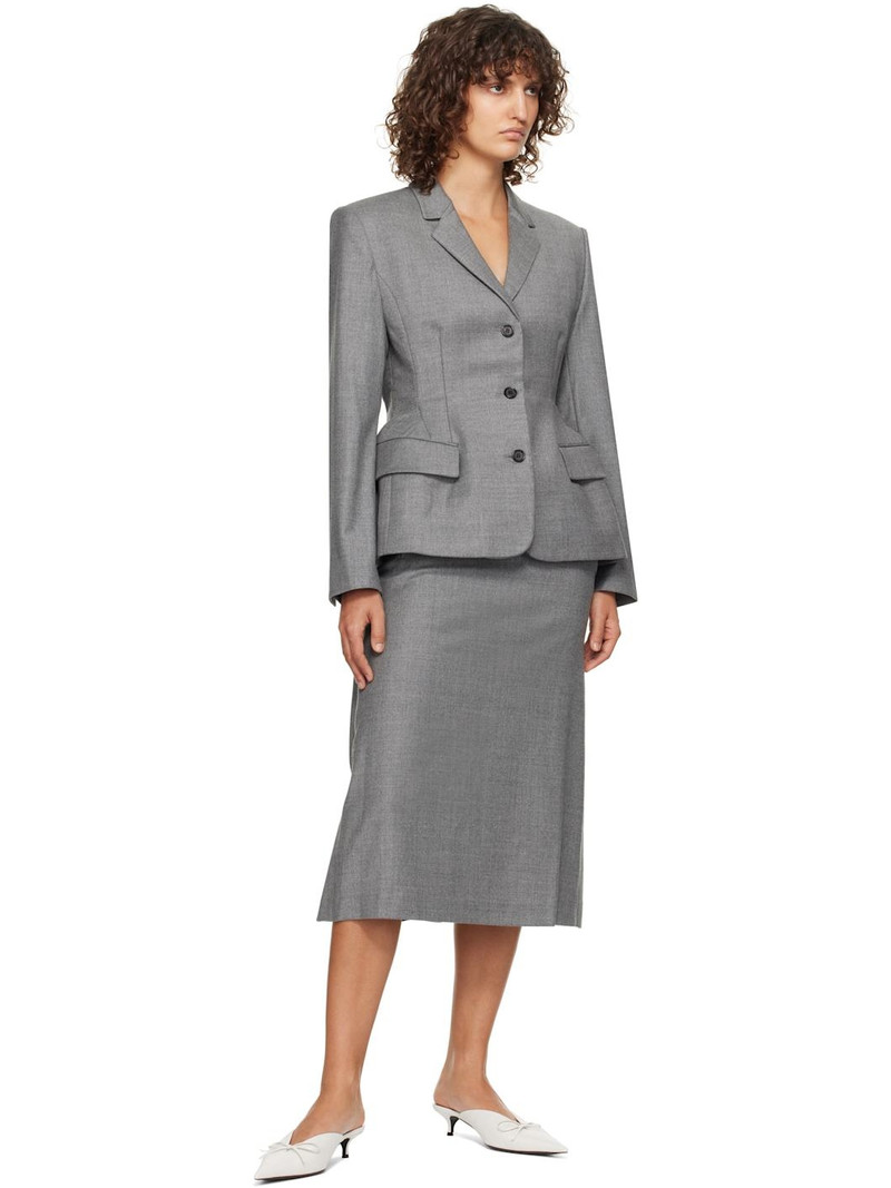 pushBUTTON Gray Hourglass Single Blazer outlook