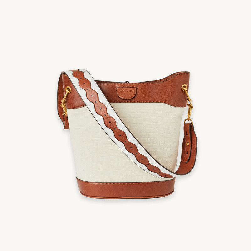 City bag in leather and canvas 1