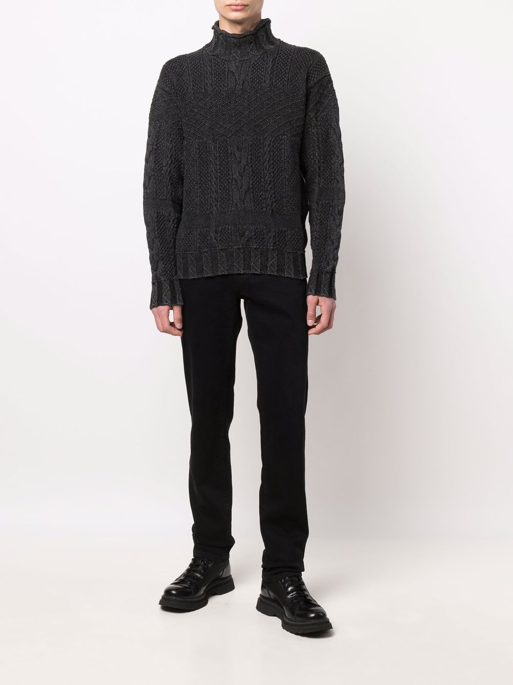 cable-knit funnel-neck jumper - 2