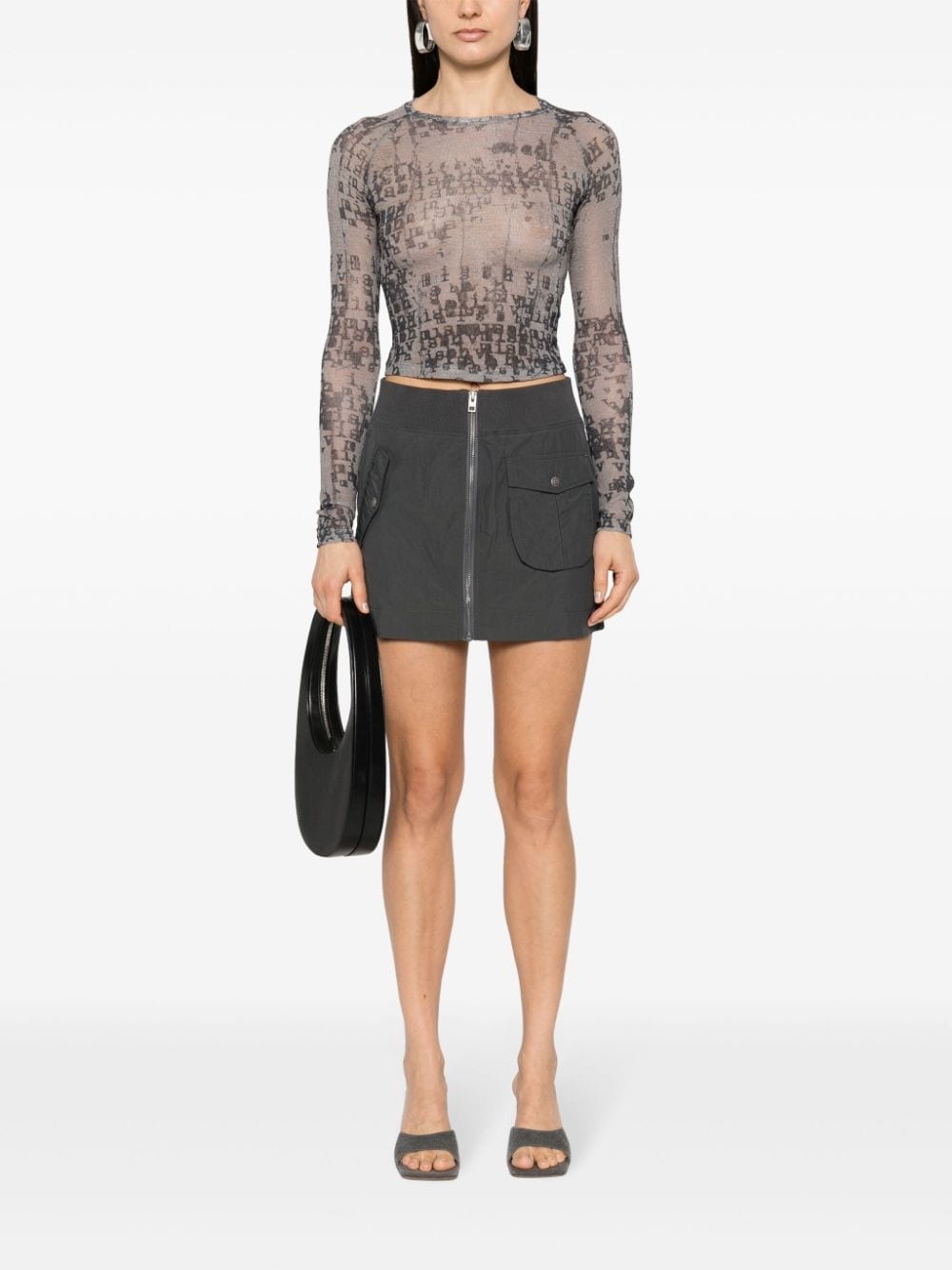 zip-up mini skirt - 2