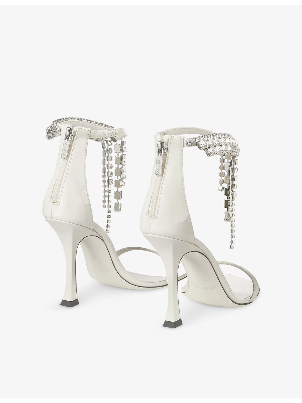 Verity 100 Crystal-Embellished Patent-Leather Heeled Sandals - 4